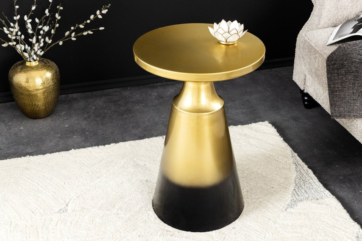 Abstract Design Bijzettafel 60 cm – Gouden Metalen Kolom, Handgemaakt