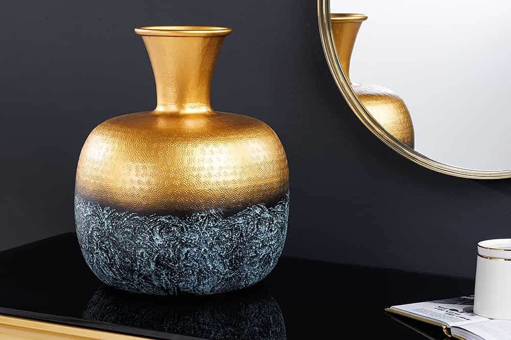 Abstract Orient – Handgemaakte gouden vaas van 40 cm | Invicta Interior