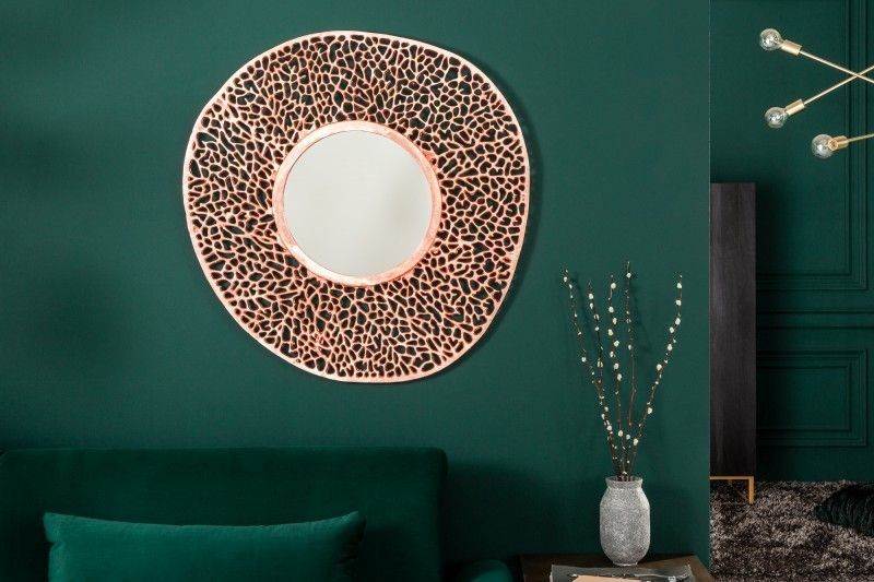 Abstract Wandspiegel met Koperen Bladpatroon – Design van Invicta Interior