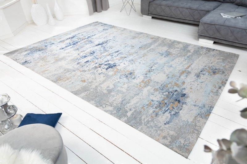 ABSTRAKT XXL Vloerkleed 350 × 240 cm – Grijsblauw Katoen van Invicta Interior