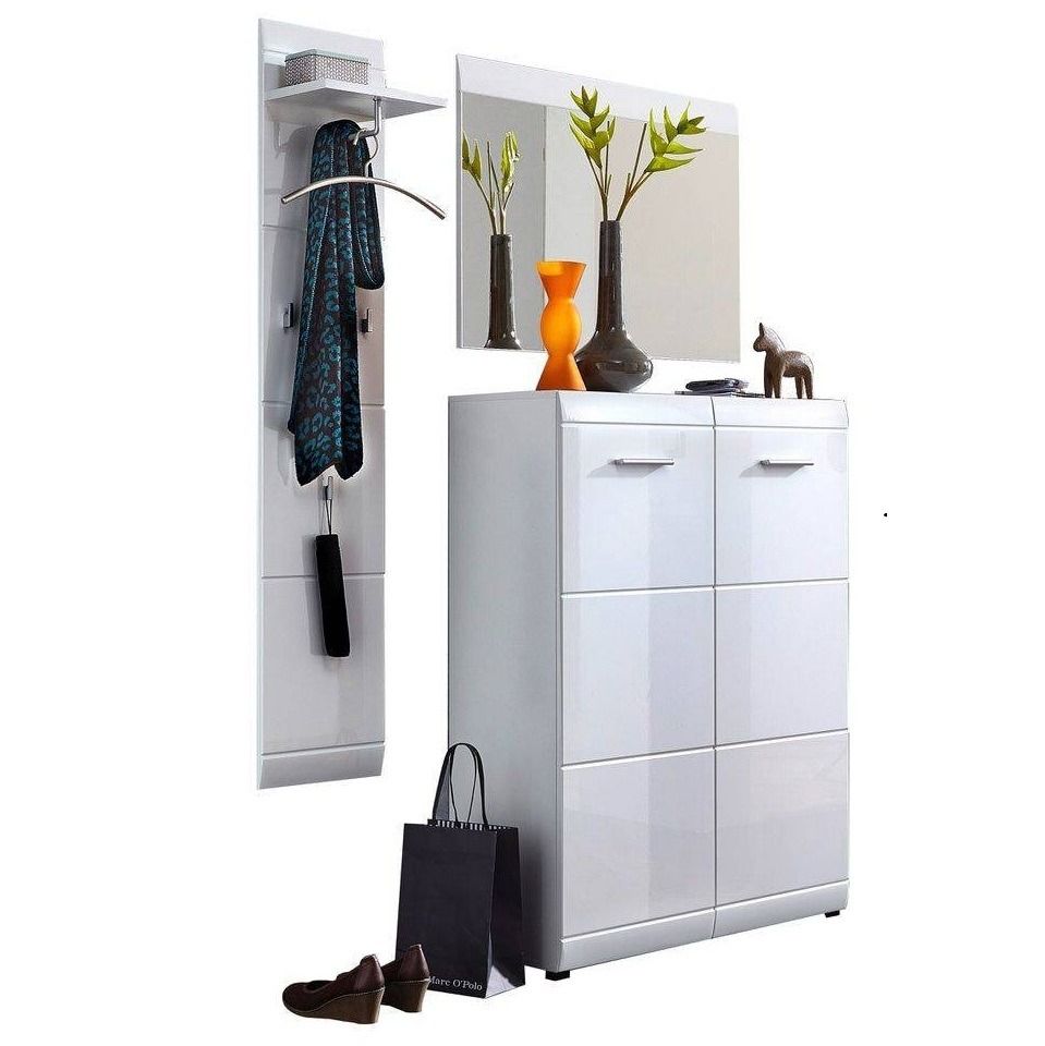 Adana halmeubelset – stijlvolle opbergoplossing in hoogglans wit, 3‑deli