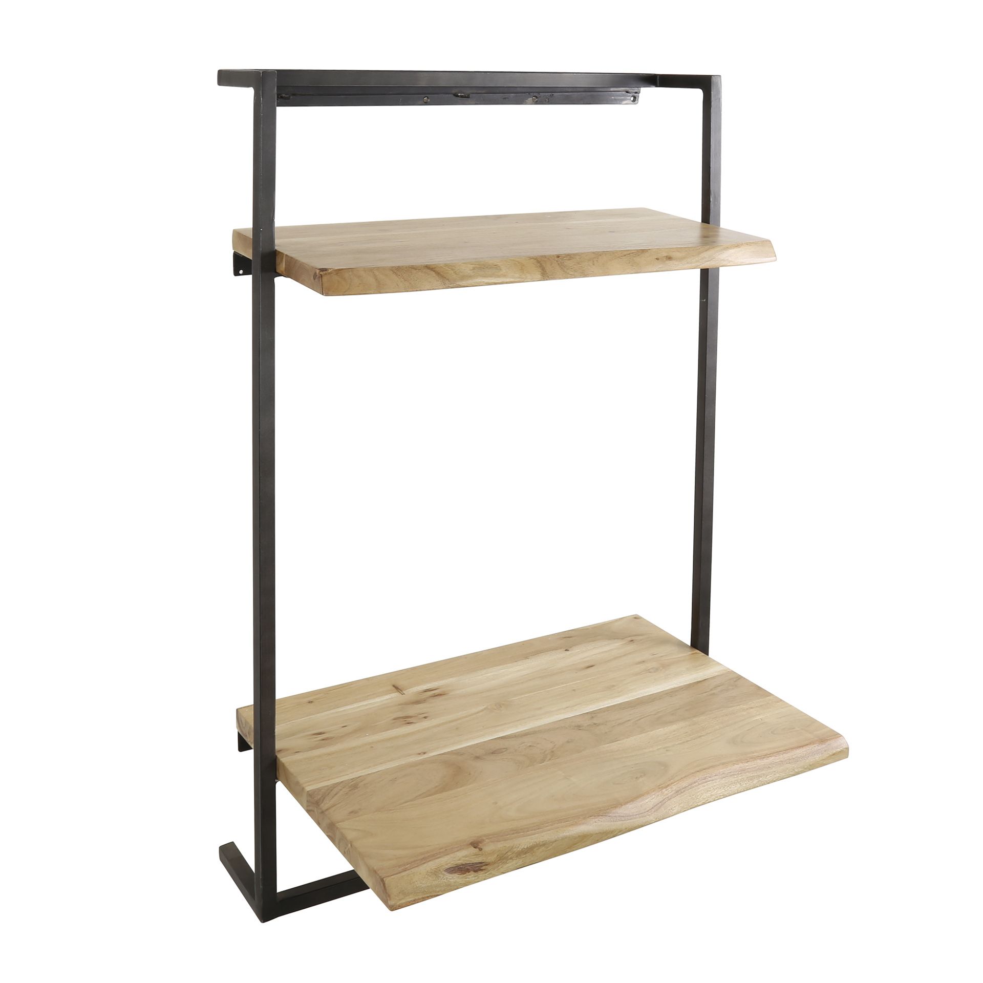 Air Solid Wandbureau 65 cm – Massief Acaciahout & Metaal in Zwart