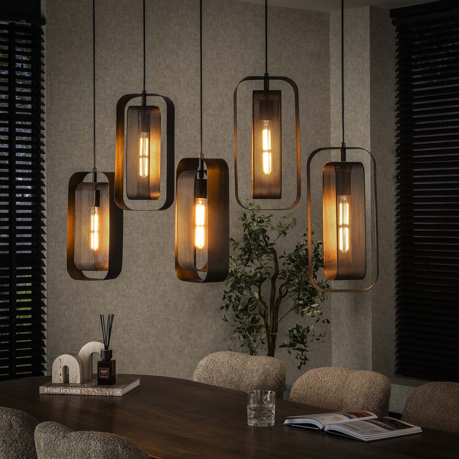 Allyse Hanglamp 5‑lampen – Modern Artic Zwart van LifestyleFurn