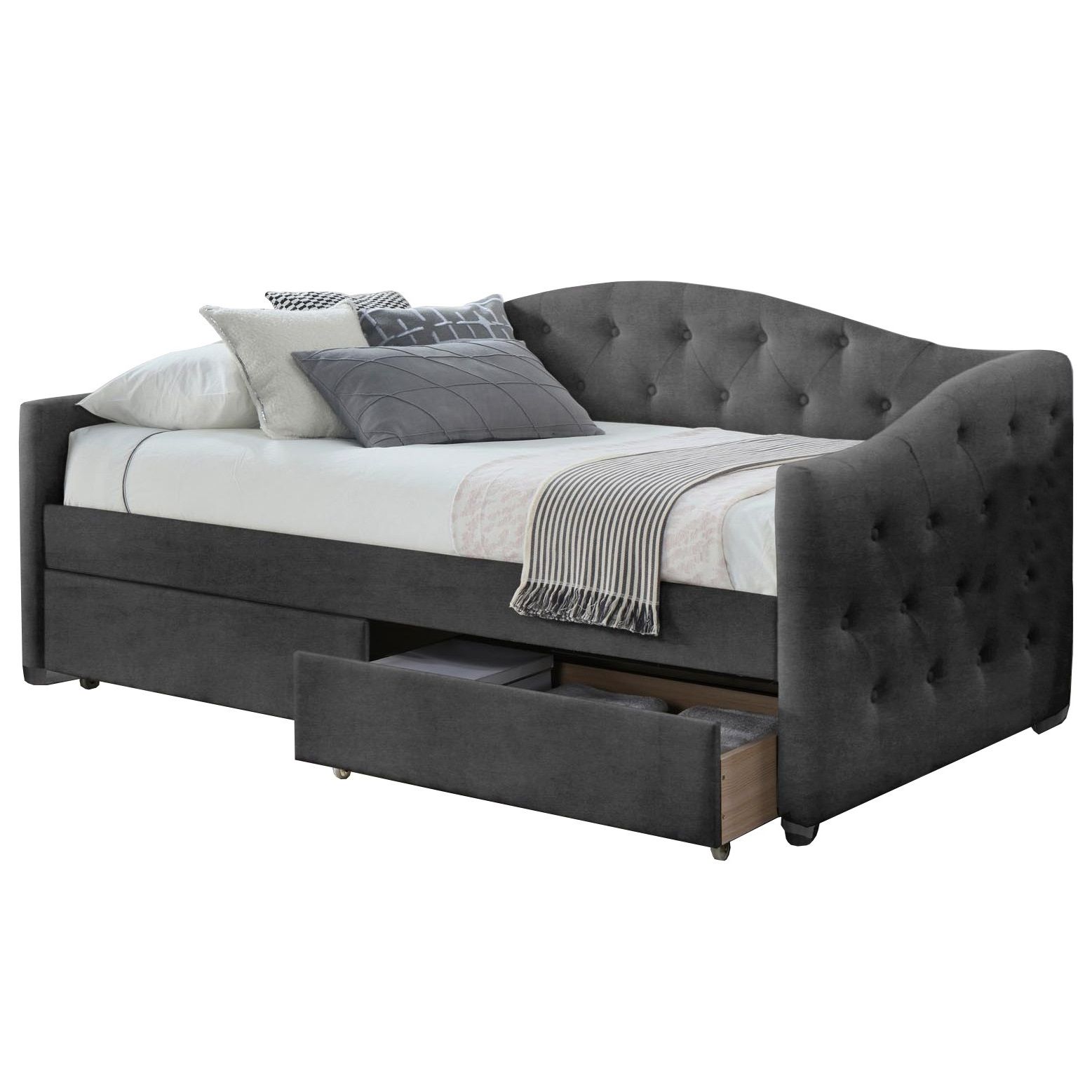 Aloha Eenpersoonsbed – Luxueus Ladebed van 215 cm in stijlvol Grijs