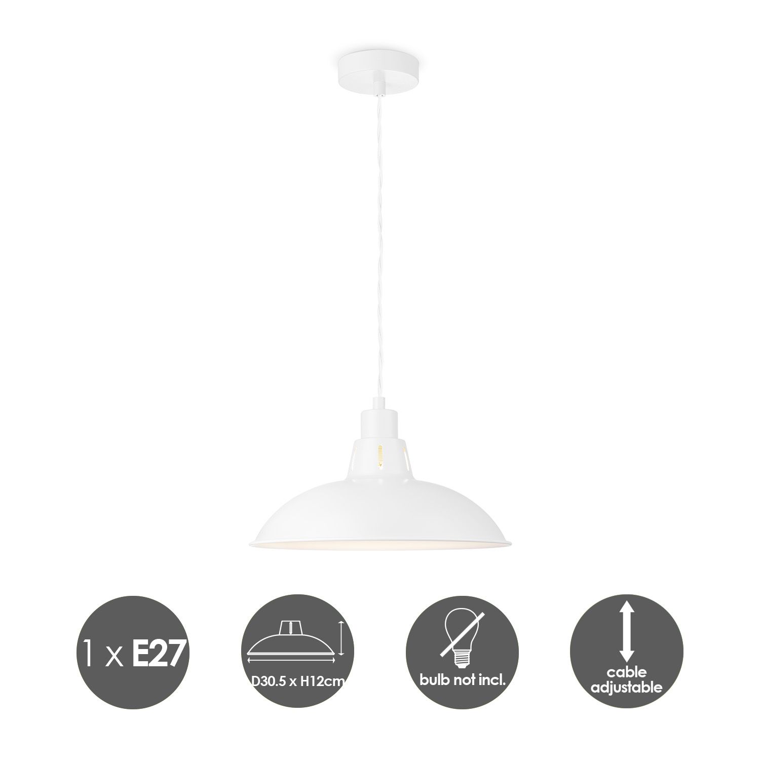 Altis Hanglamp – Industriële charme in mat grijswit