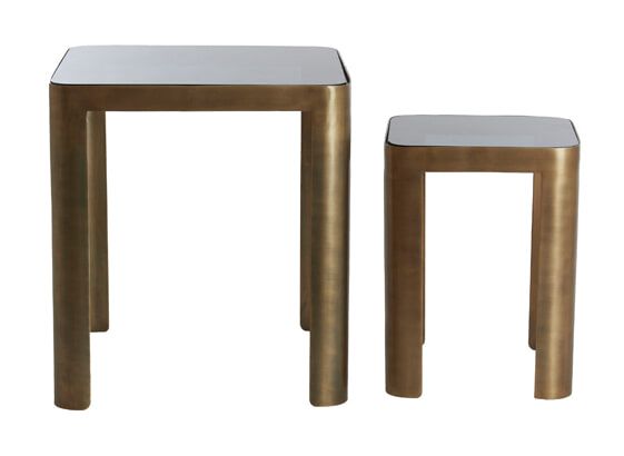 Antieke Brons Bijzettafel Oxe Set – Light & Living (2‑stuks)