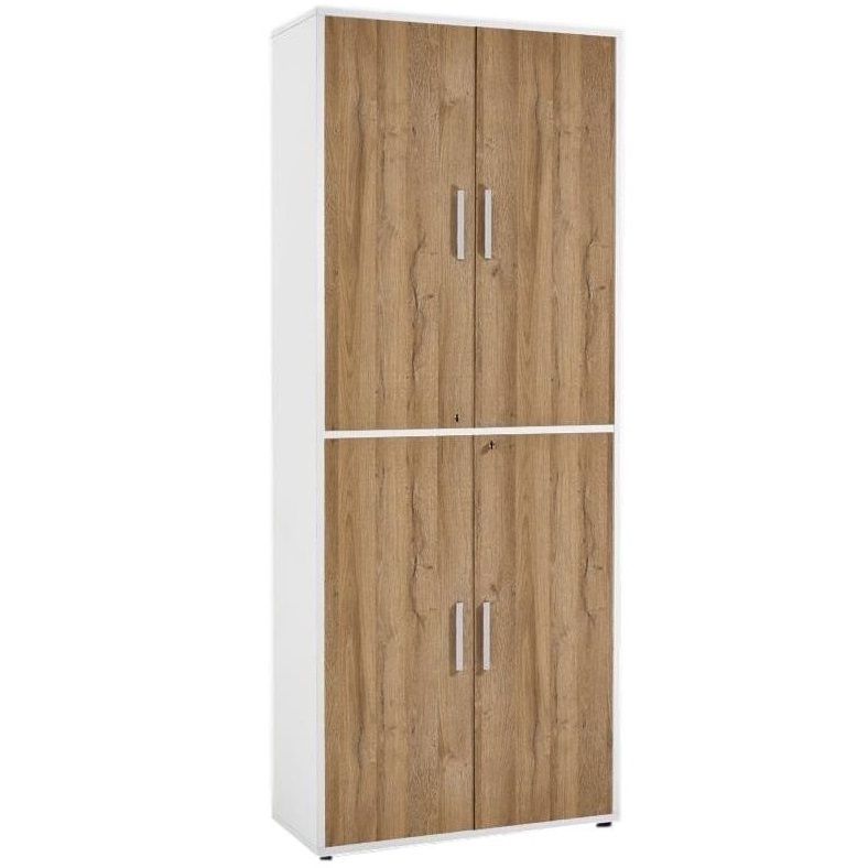 Archiefkast Calvia 222 cm – wit met oud eiken – elegante opbergoplossing voor thuis en kantoor