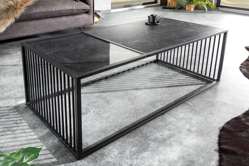 Architectuur Salontafel 100 cm – Zwart Marmer & Rookglas van Invicta Interior