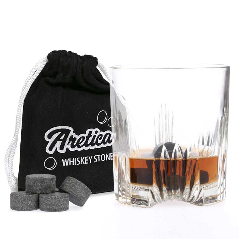 Aretica ronde whiskey stenen – 9 stuks, antraciet, natuursteen
