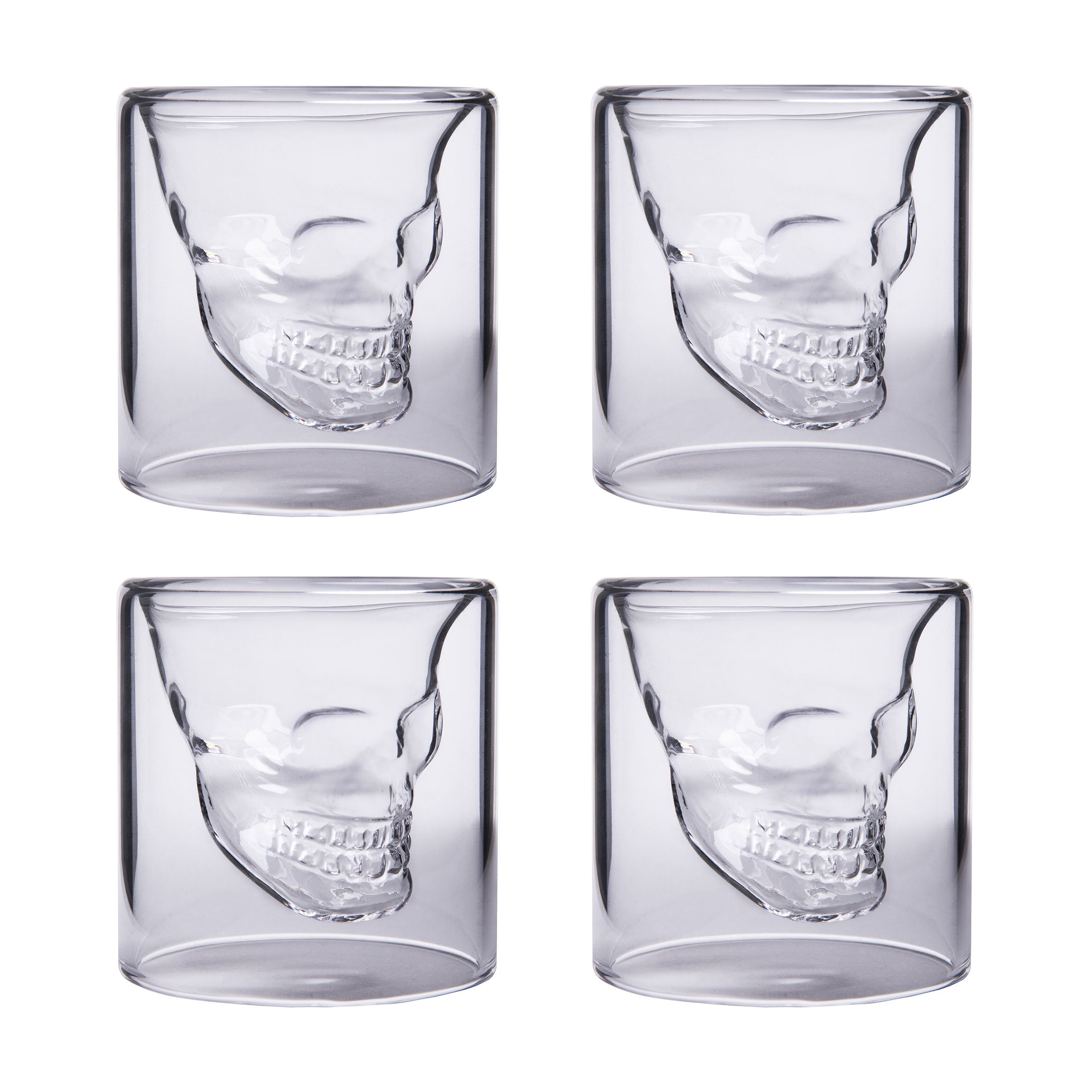 Aretica Shotglaasjes Skull – Stoer design in echt glas (set van 4)