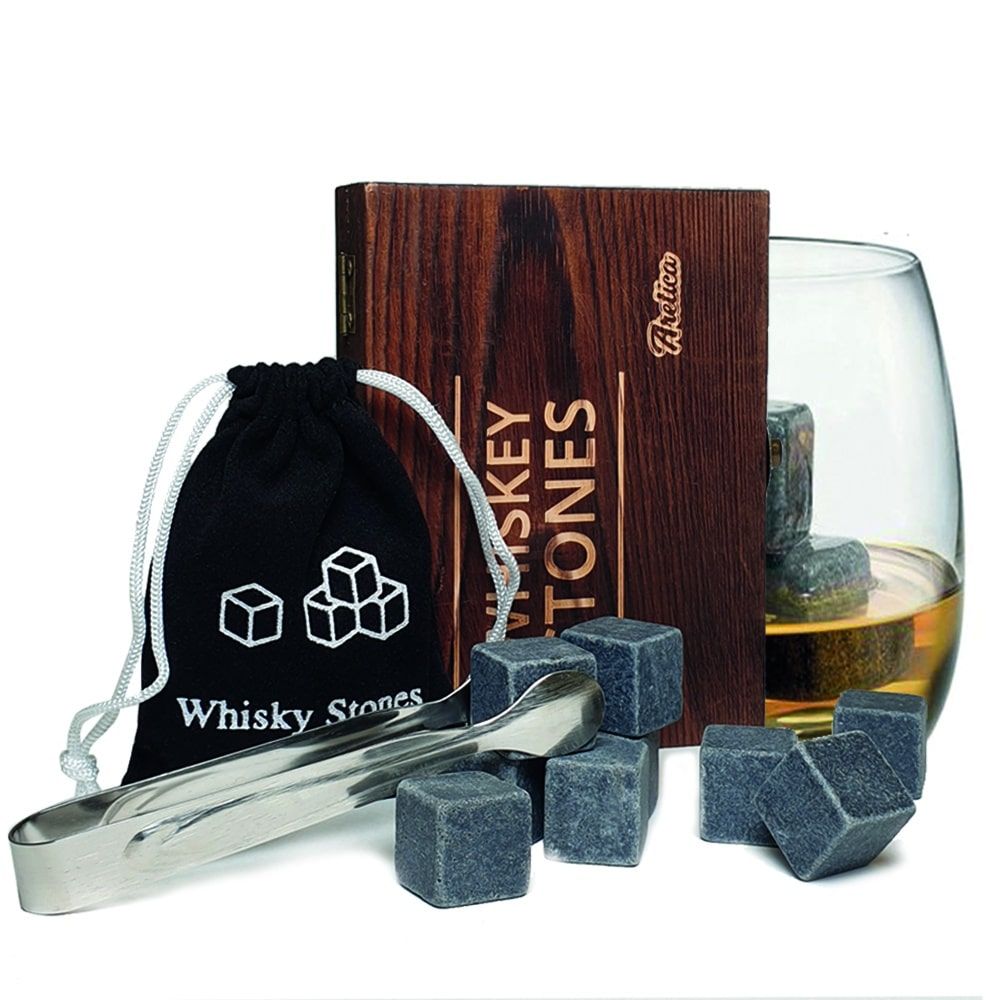 Aretica Whiskey Stenen Giftbox – 9 Natuurstenen Koeler voor Drinkgenot