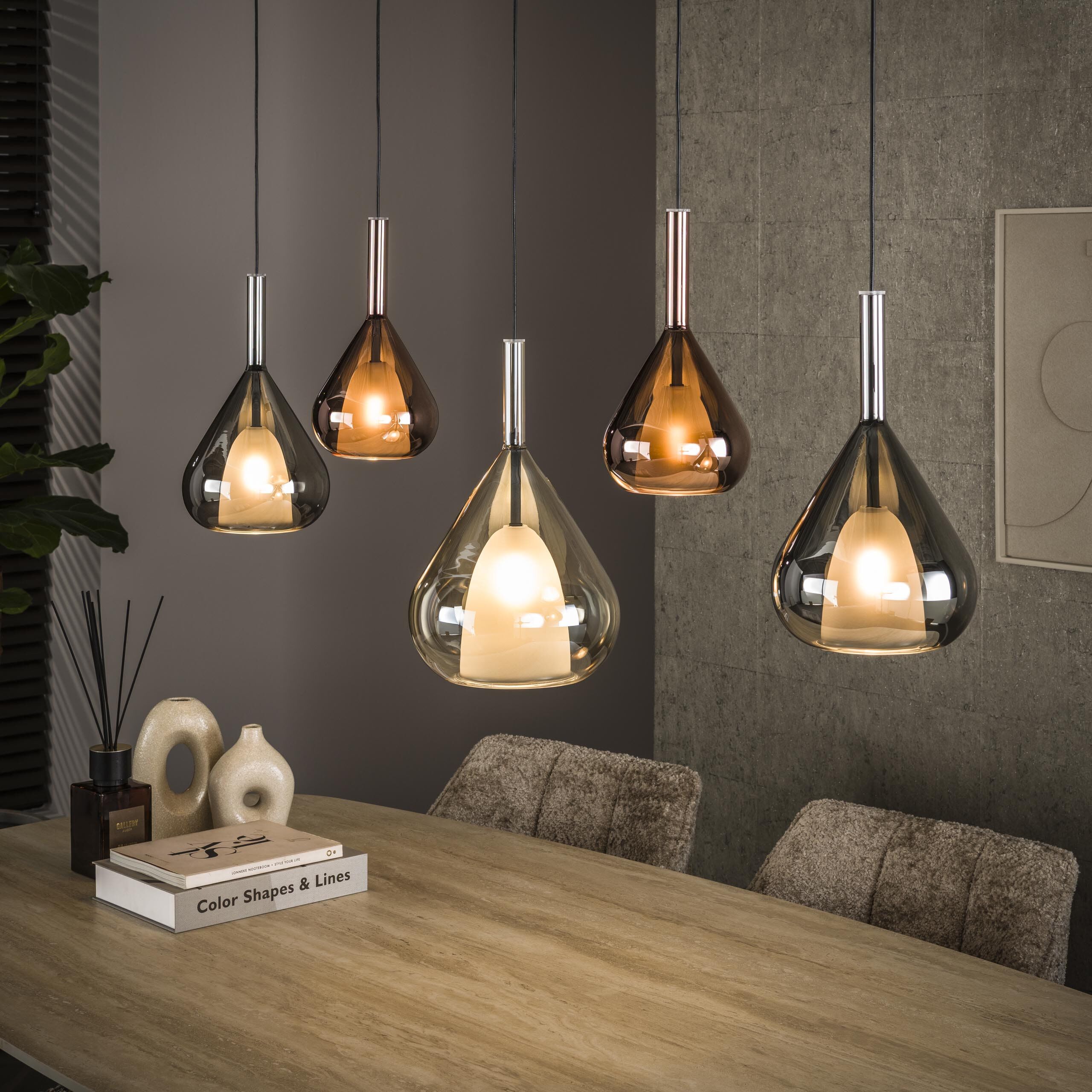 Artemio Hanglamp Wings – Elegante 5‑lampen Hanglamp met Doorzichtig Glas