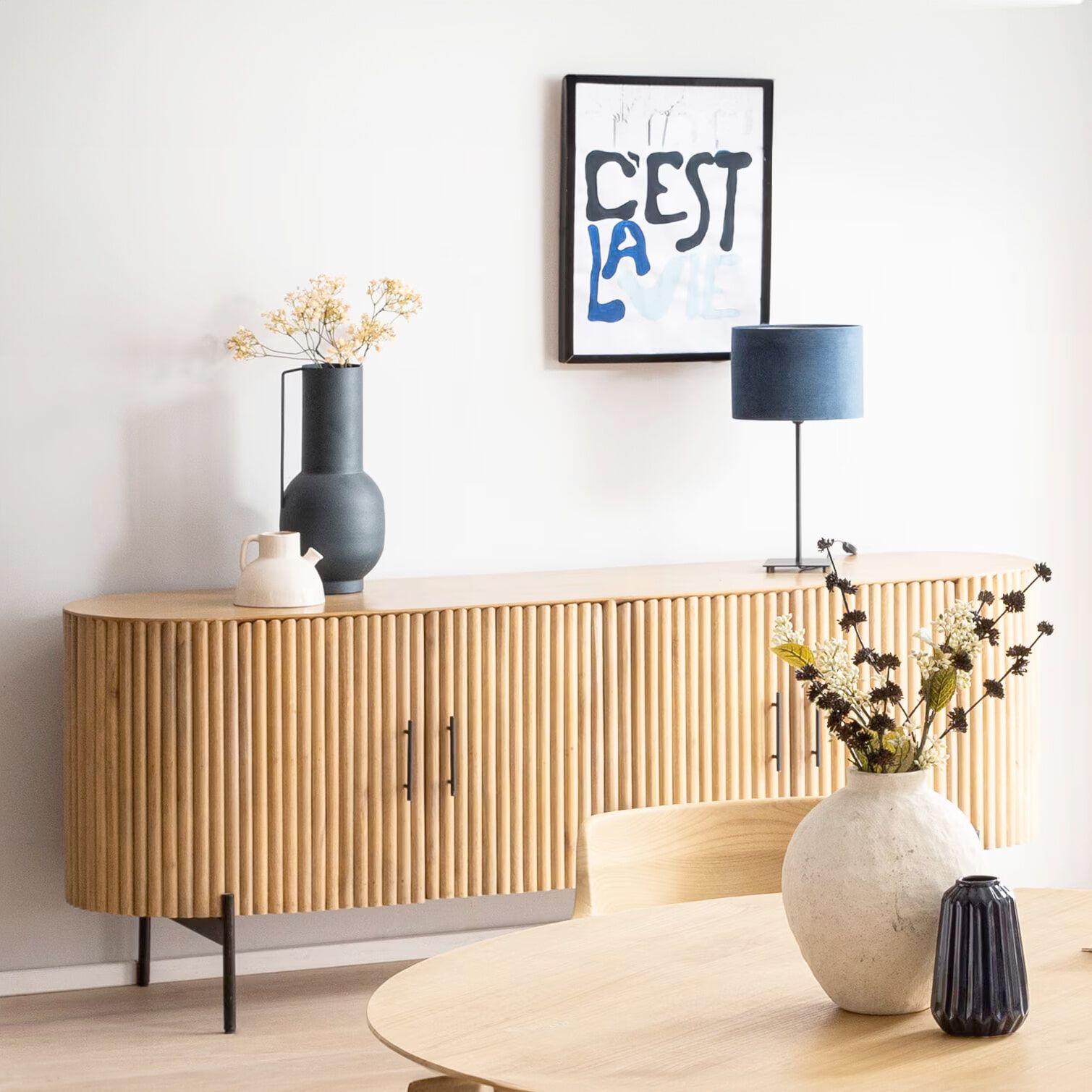 Artistiq Dressoir Bethann – Tijdloos mangohouten dressoir 190 cm in bruin