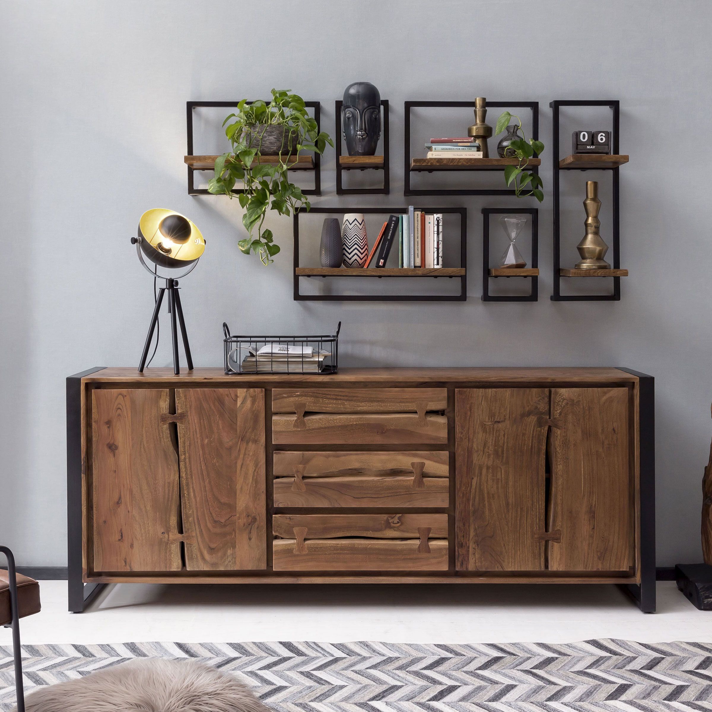 Artistiq Dressoir Live Edge 200 cm – Industrieel design met natuurlijke boomrand
