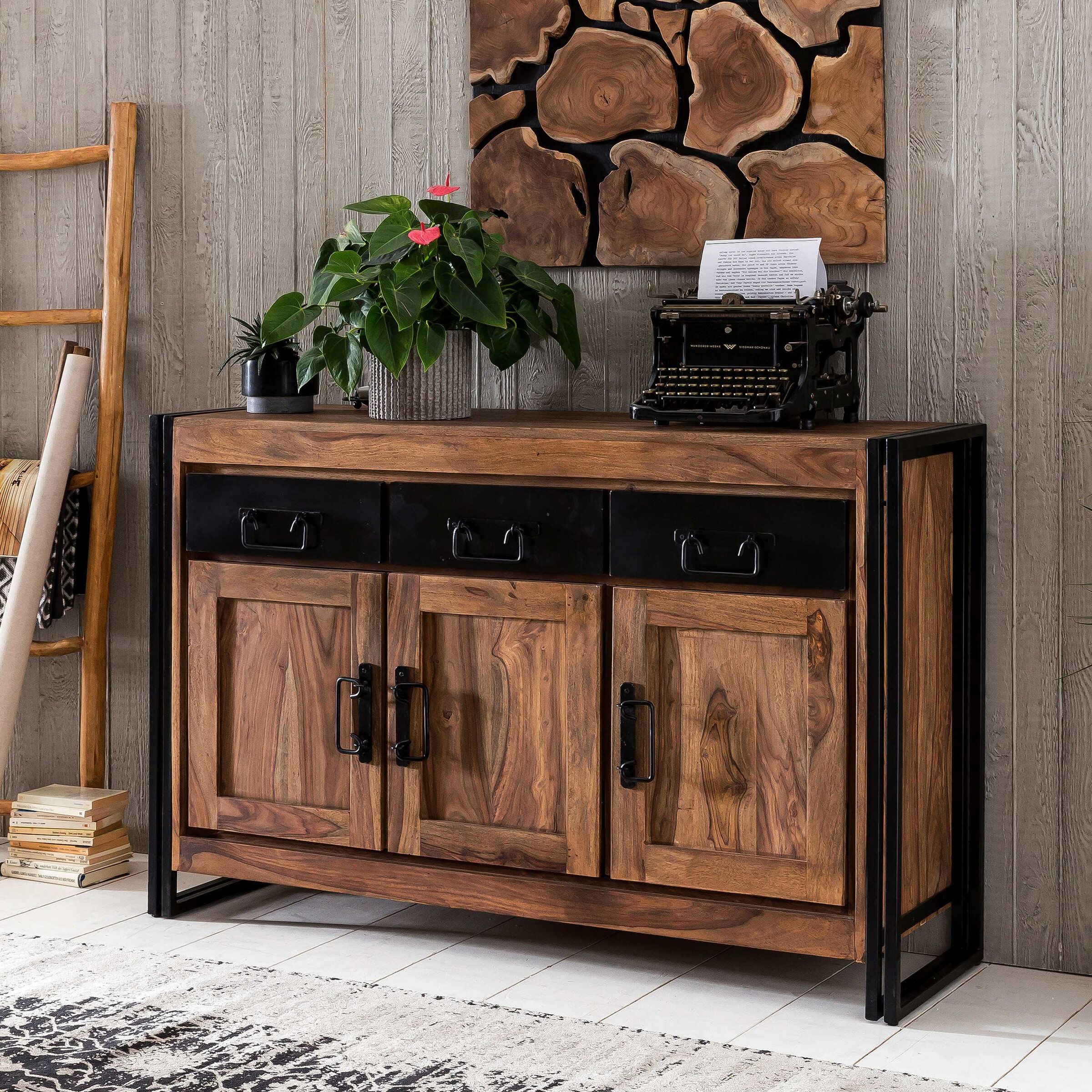 Artistiq Dressoir Panama 140 cm – Warme mix van Sheesham hout en vintage staal