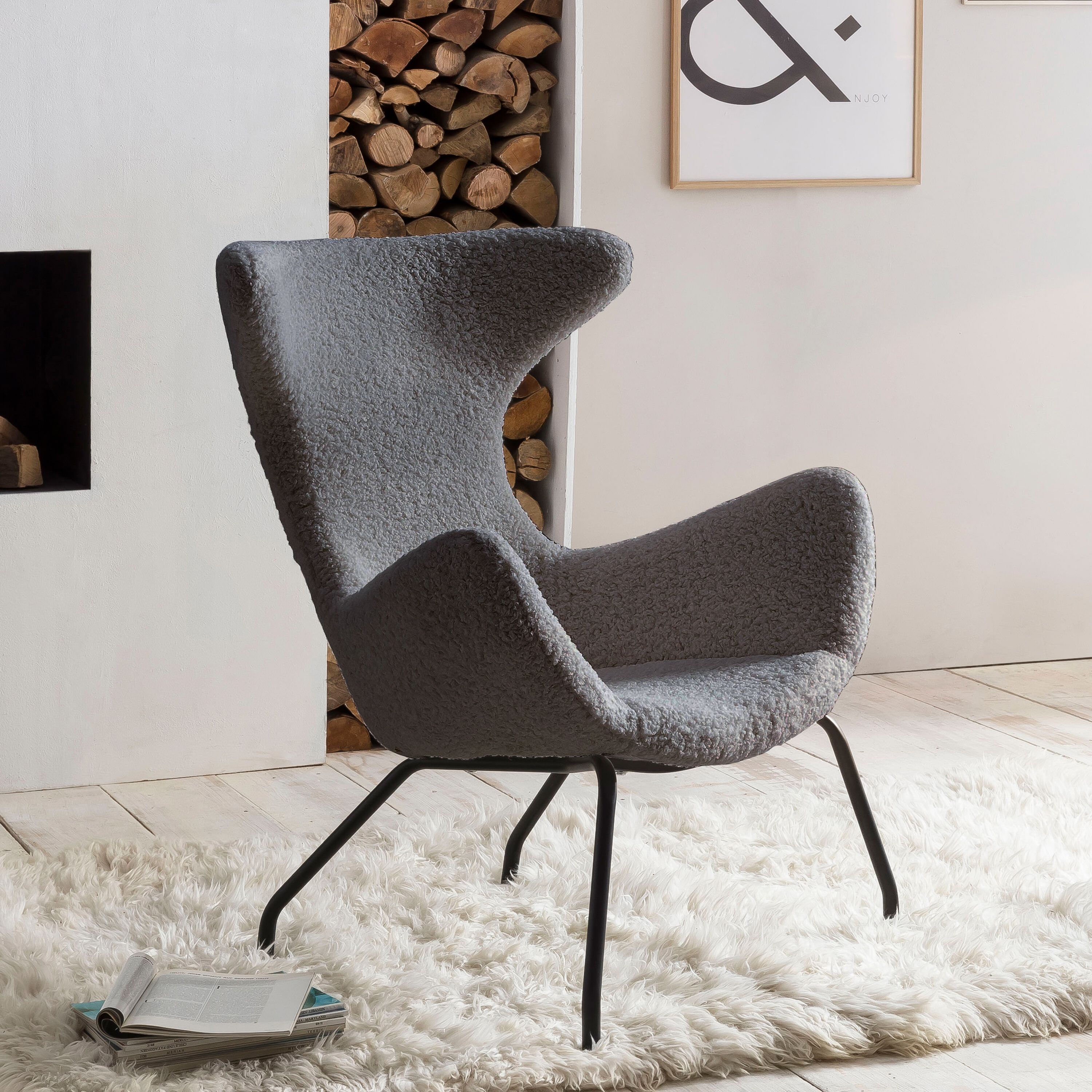 Artistiq Fauteuil Marly – Grijs – Scandinavisch comfort in teddybont