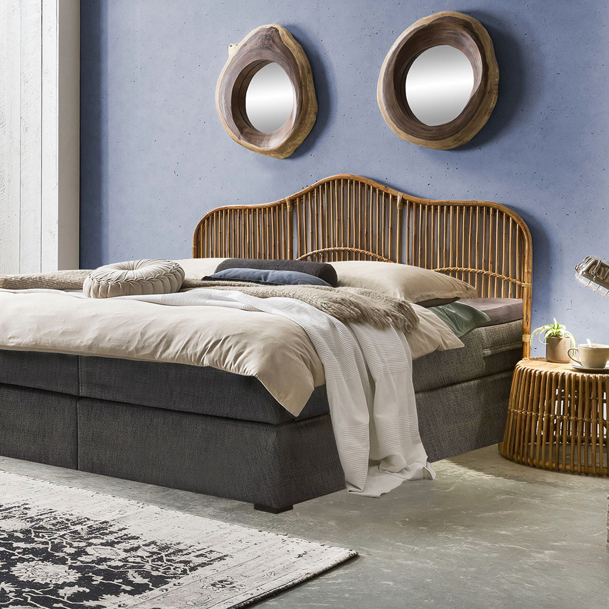 Artistiq Hoofdbord Crysti Rotan – Natuurlijk gebogen design (200 × 120 cm) in warm bruin