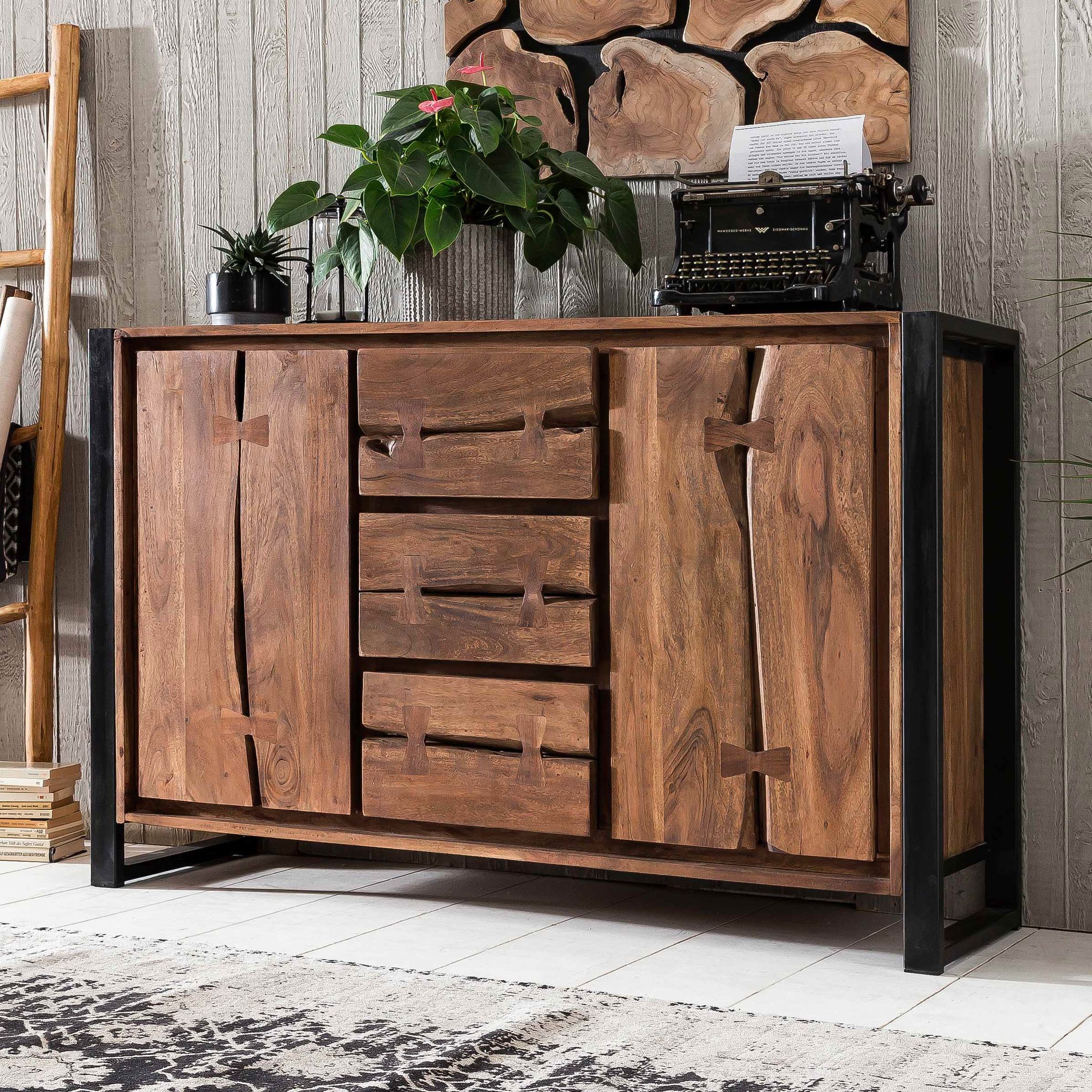 Artistiq Live Edge dressoir van acaciahout en metaal – 140 cm modern & warm