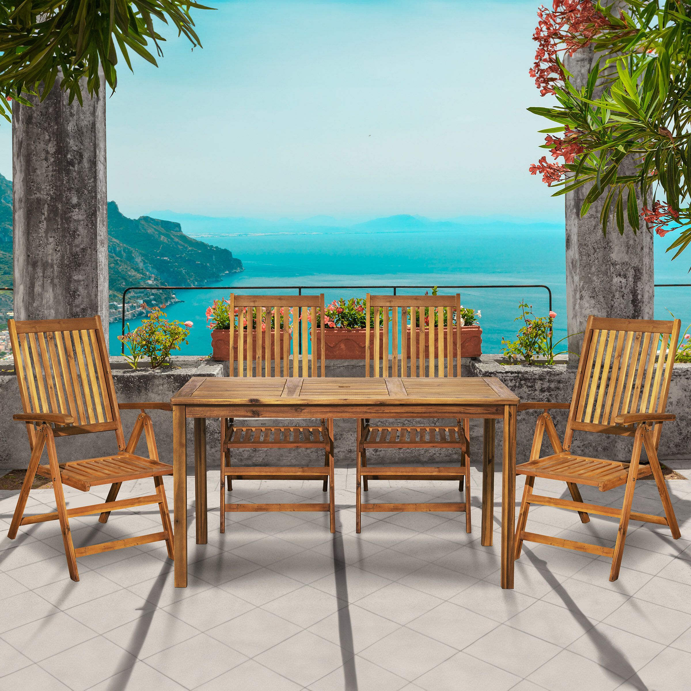 Artistiq Living Larissa Tuinset – 4 acacia stoelen & 1 tafel voor buiten