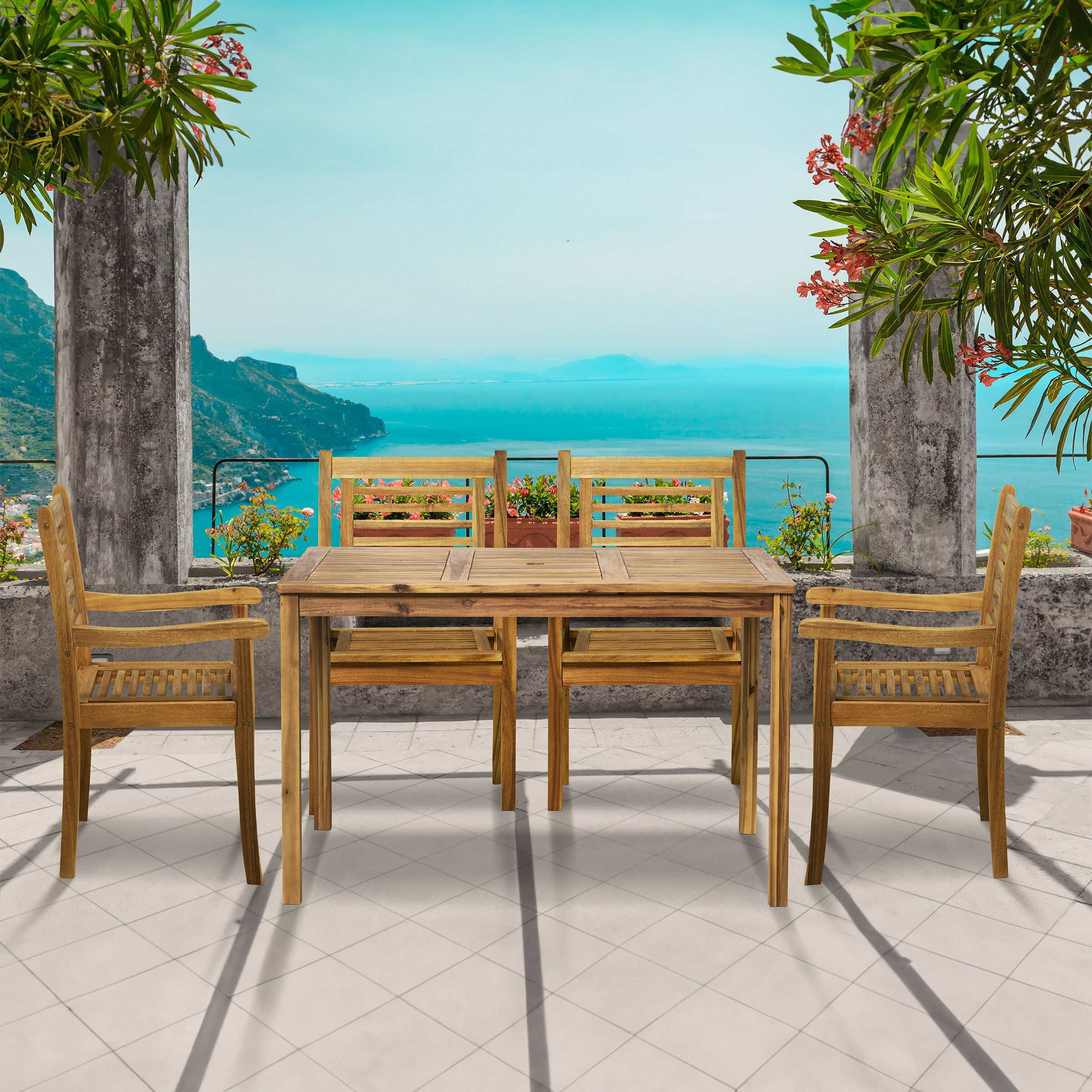 Artistiq Living Larissa Tuinset – 4 stoelen & 1 tafel in acaciahout