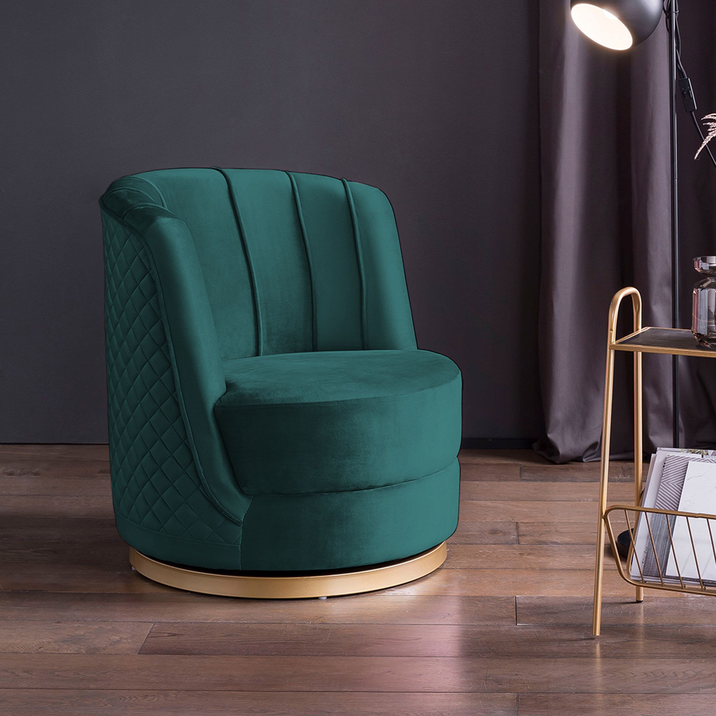 Artistiq Living Meggie Velvet – Draaibare Fluwelen Fauteuil in Groen