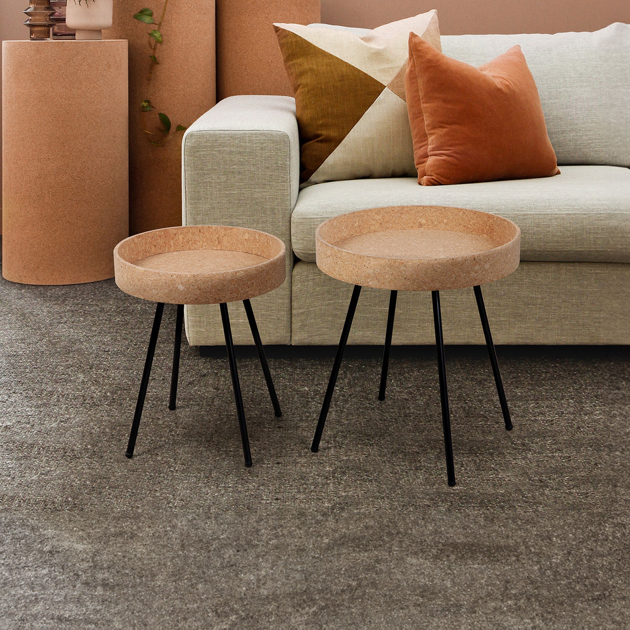 Artistiq Living Micayla Kurk Bijzettafelset – Moderne Ronde Tafels met Stijlvol Contrast