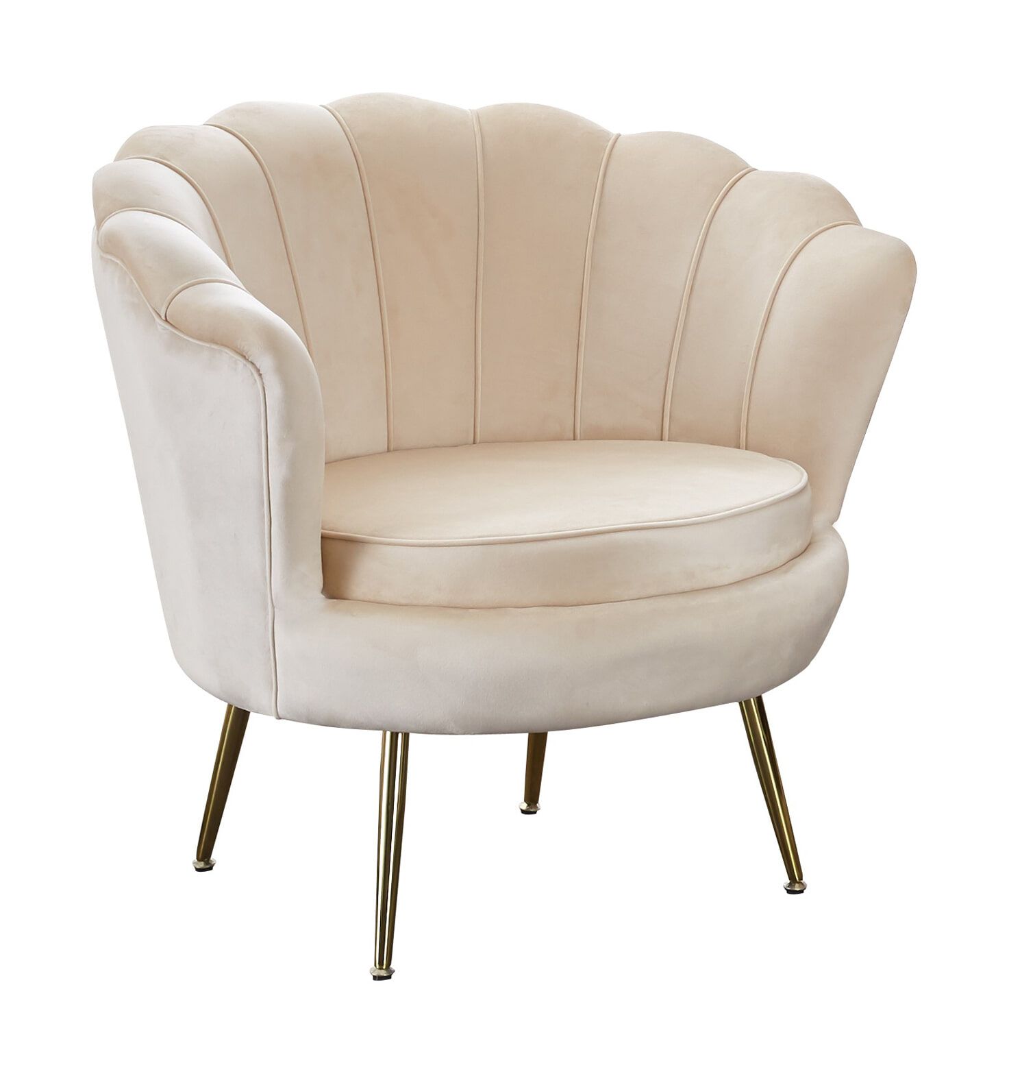 Artistiq Lizzy Fauteuil – Luxe fluwelen schelp met gouden frame in Beige