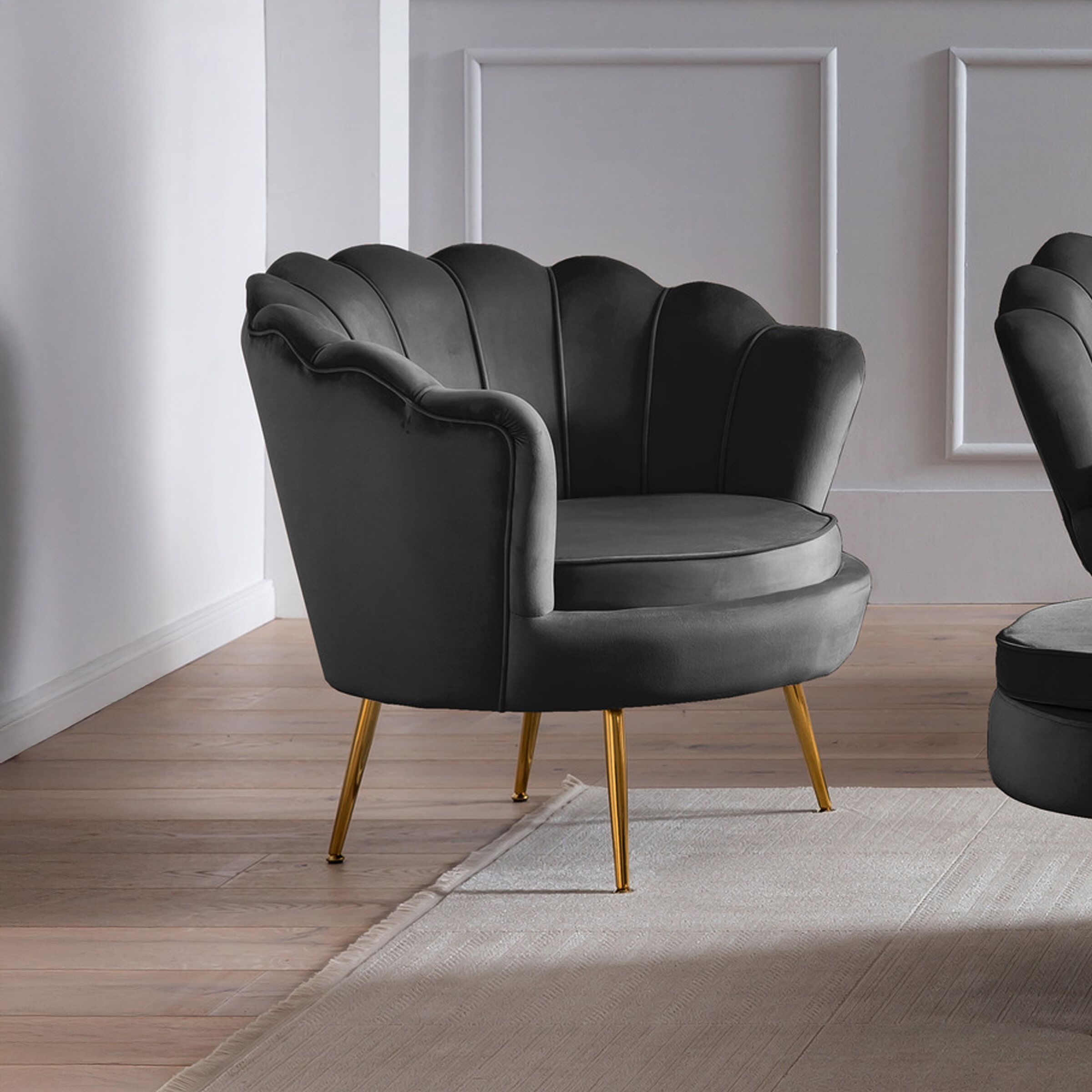 Artistiq Lizzy Velvet Fauteuil – Luxe schelpstoel in Zwart fluweel