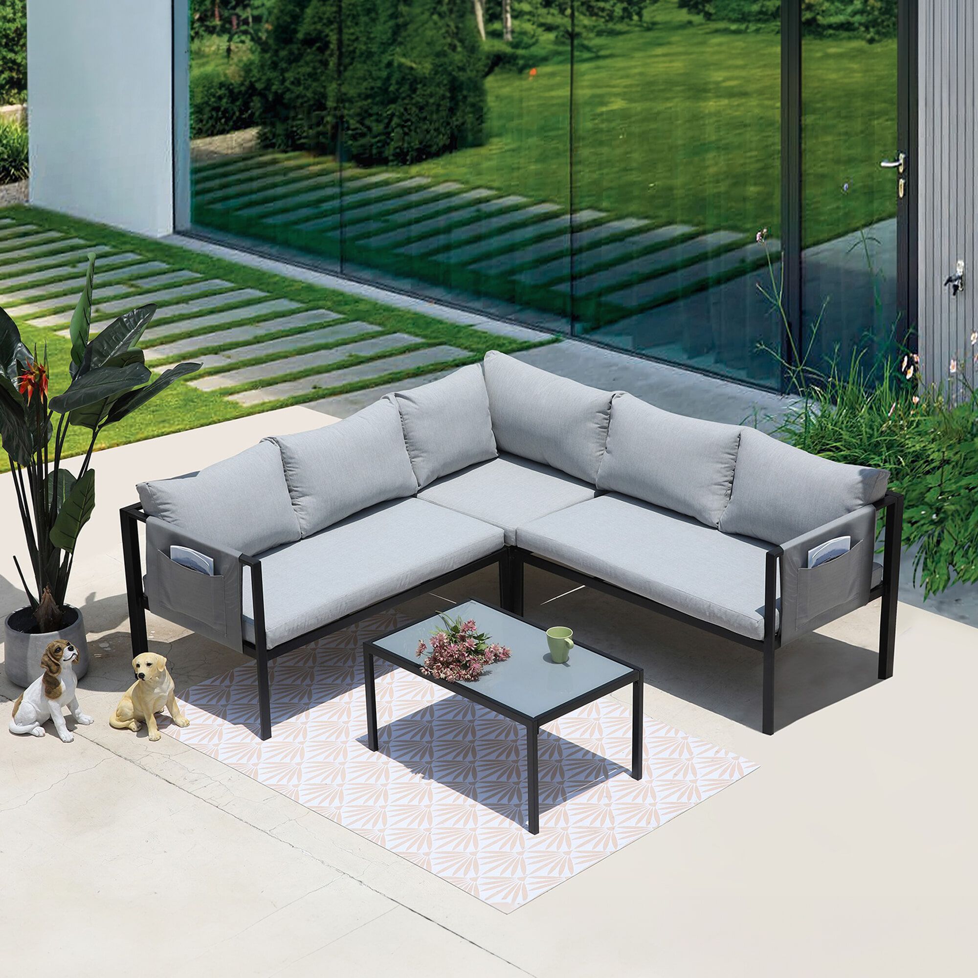 Artistiq Loungeset Charlett – Moderne grijze tuinset voor 6 personen