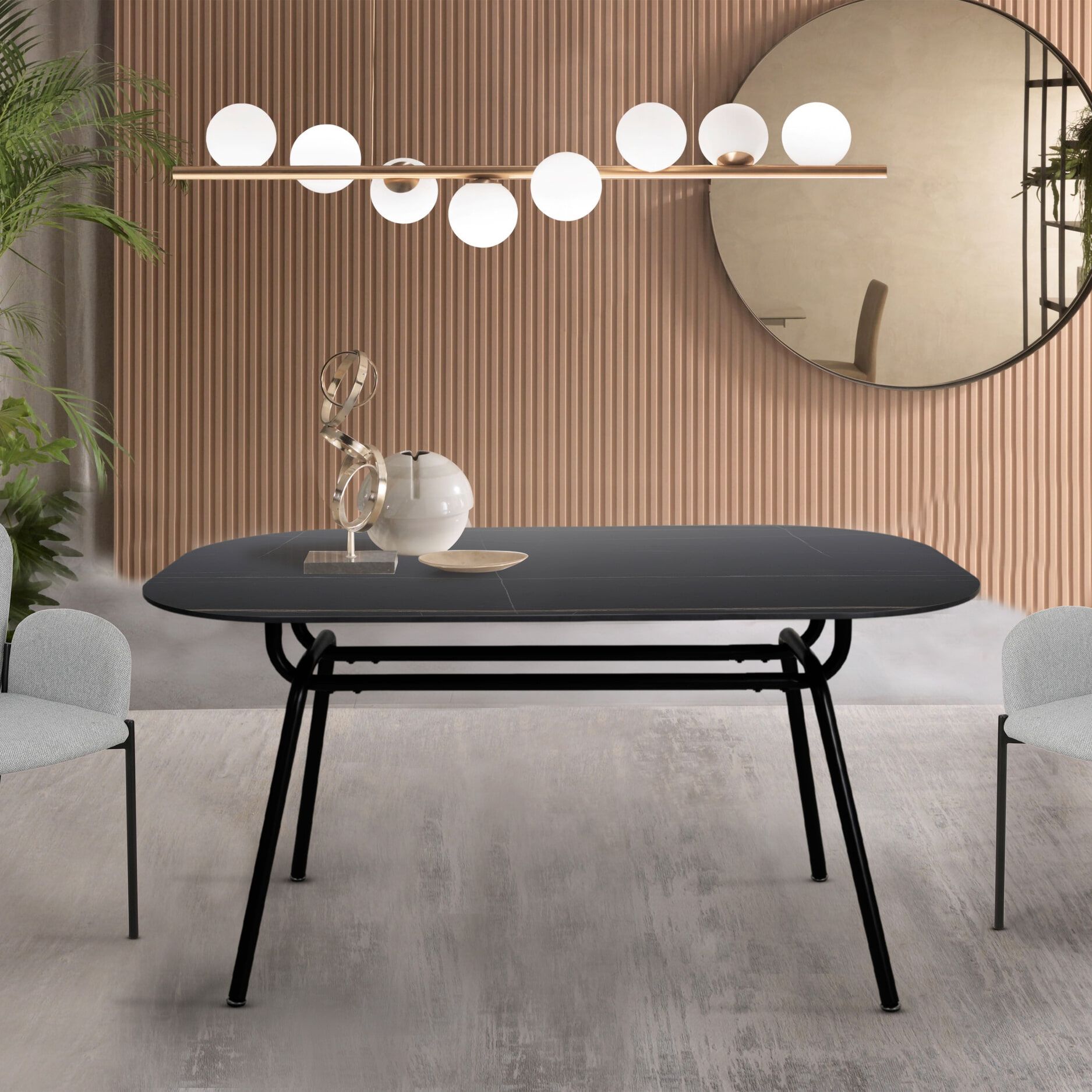 Artistiq Lynzie Deense eettafel – elegant ovaal, zwart, 150 × 90 cm