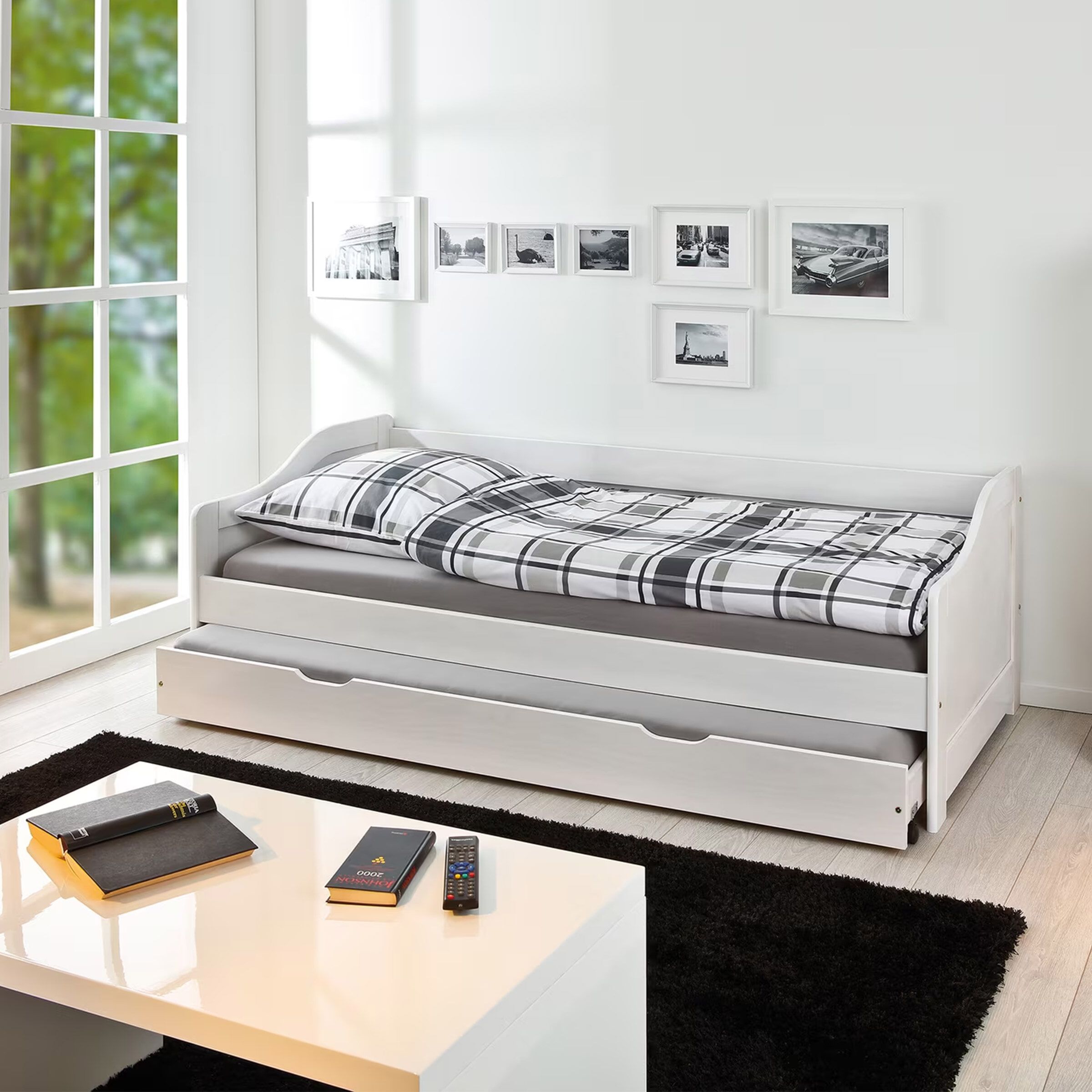Artistiq Marrio Eenpersoonsbed met Lade – Wit, 90 × 200 cm