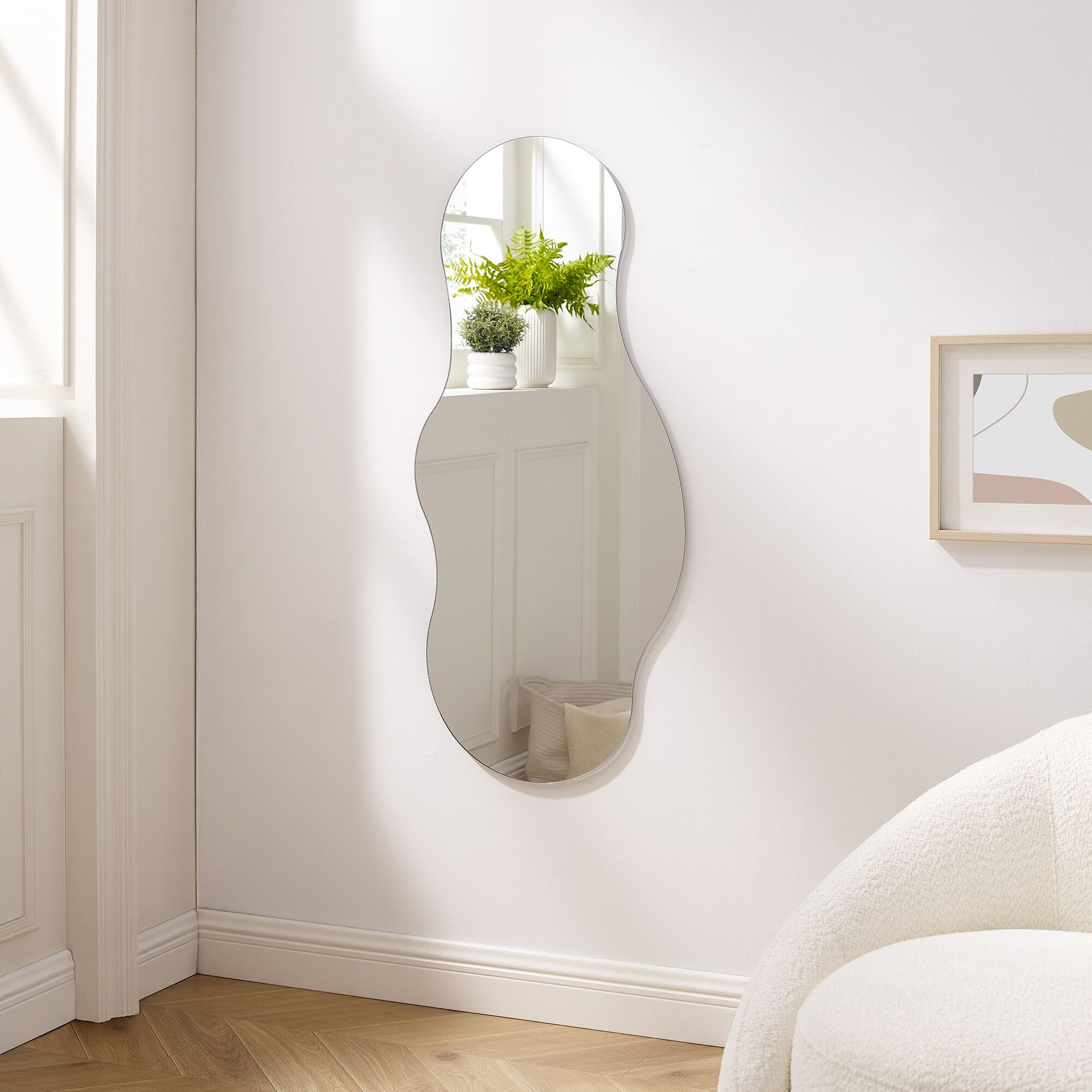Artistiq Organische Wandspiegel Katelin – Randloos, Zilver, 110×50 cm