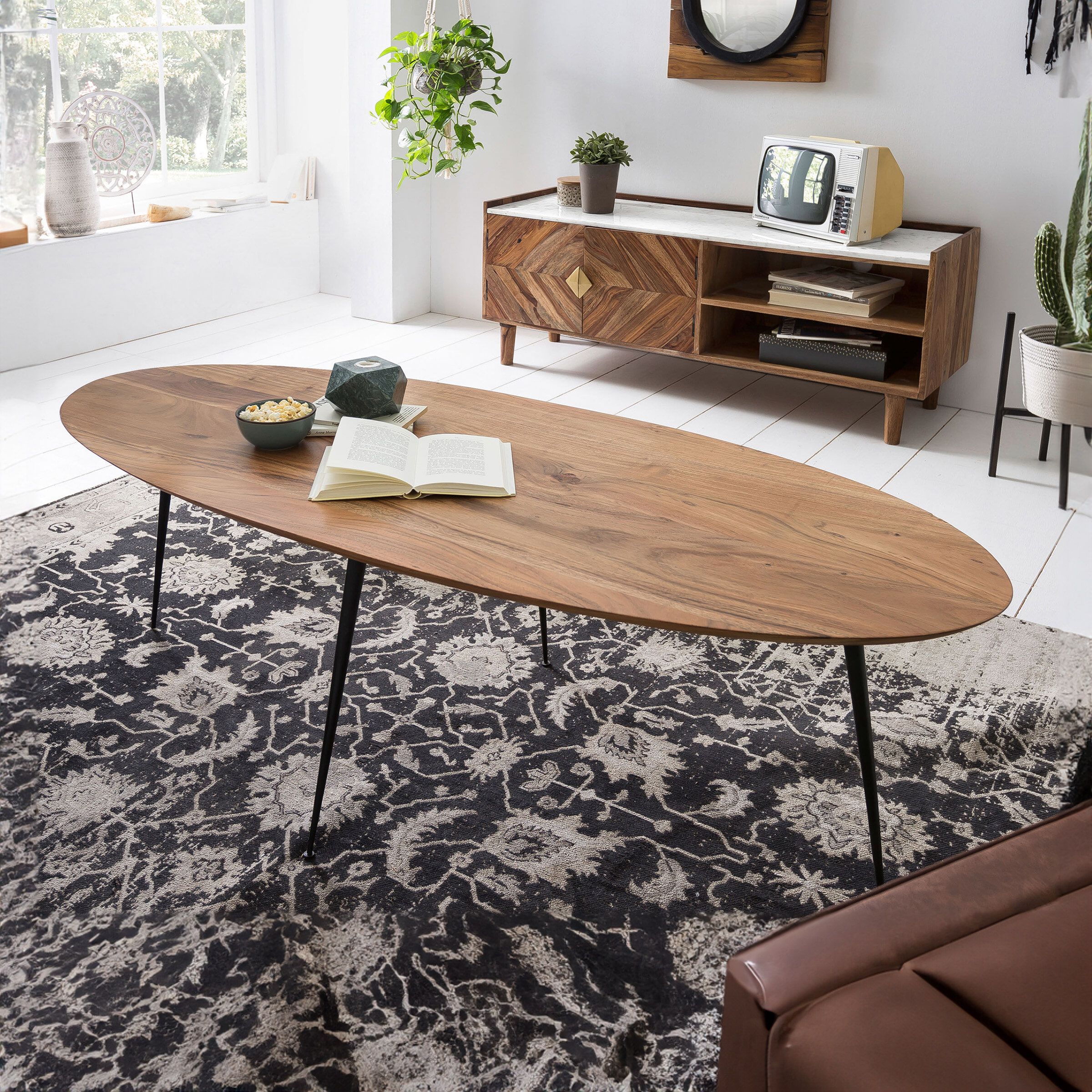 Artistiq Ovale Salontafel Debrah – Strak Acaciahout in Scandinavisch Design