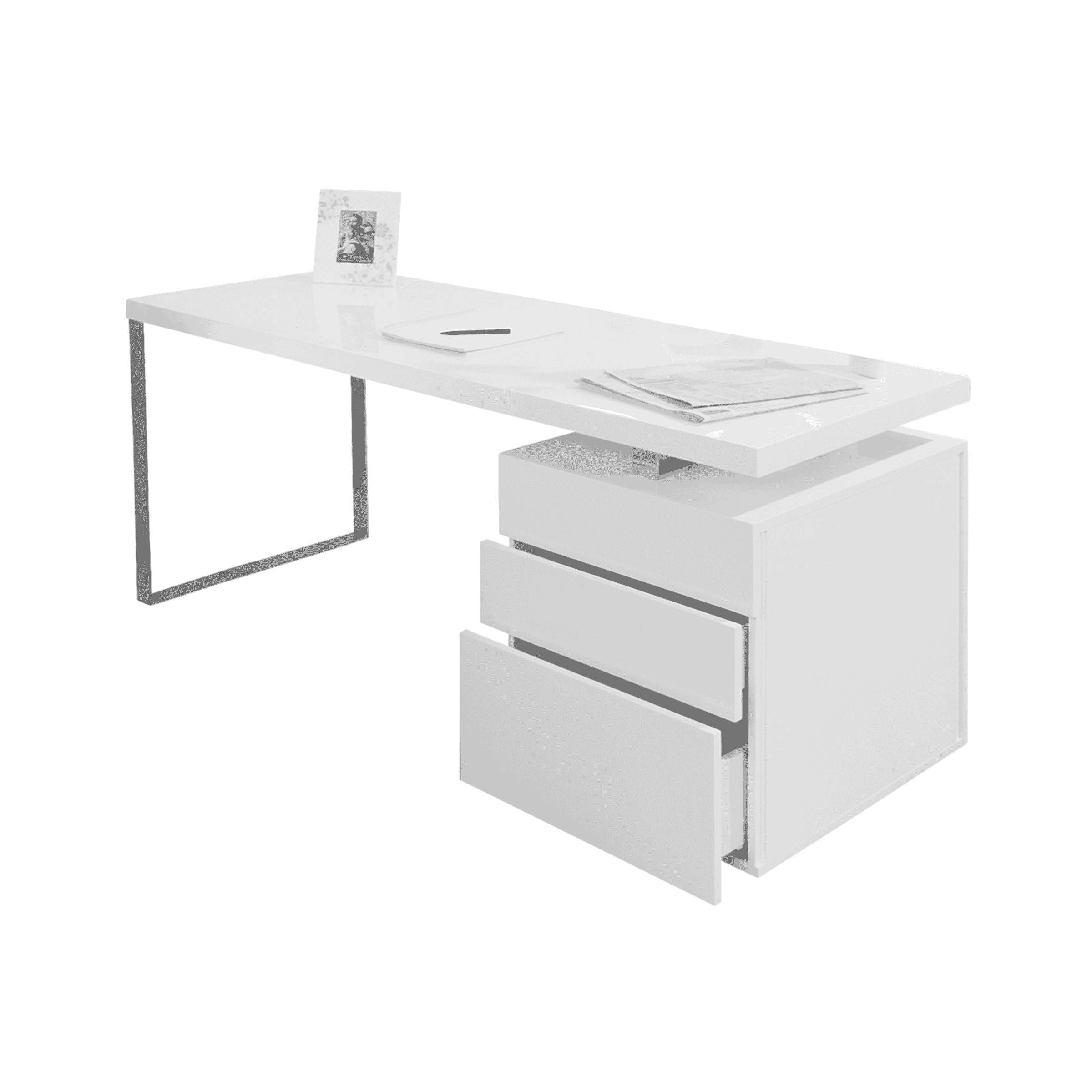 Artistiq Pamela bureau 180 × 85 cm – modern werkplek in hoogglans wit