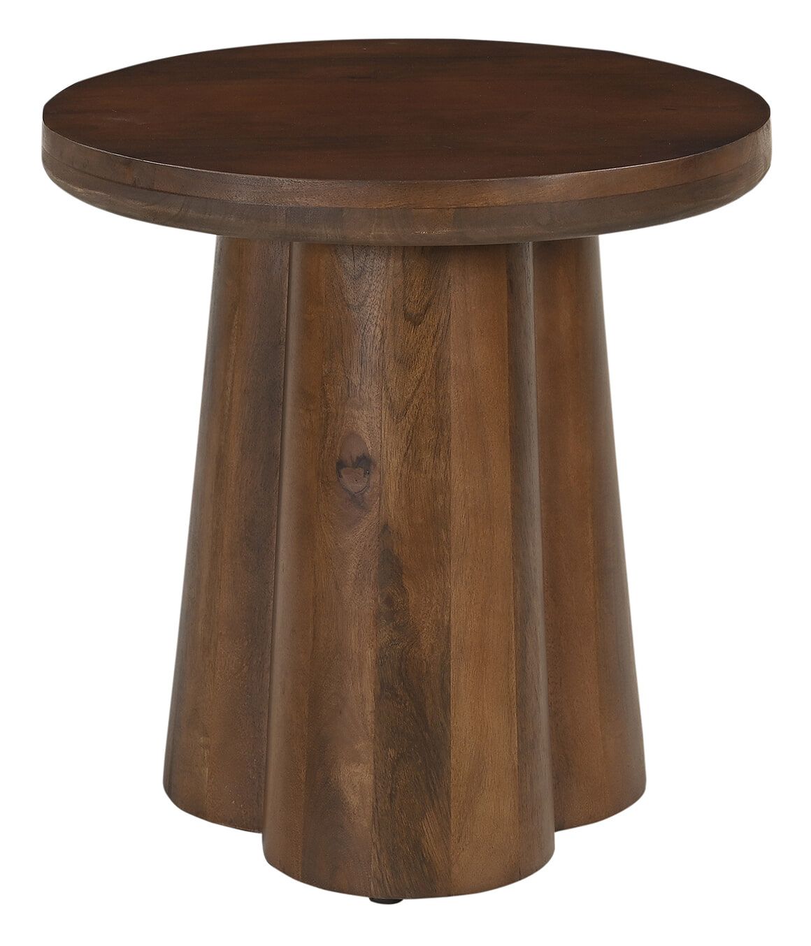 Artistiq ronde bijzettafel Effrey – 50 cm massief mangohout, warm bruin