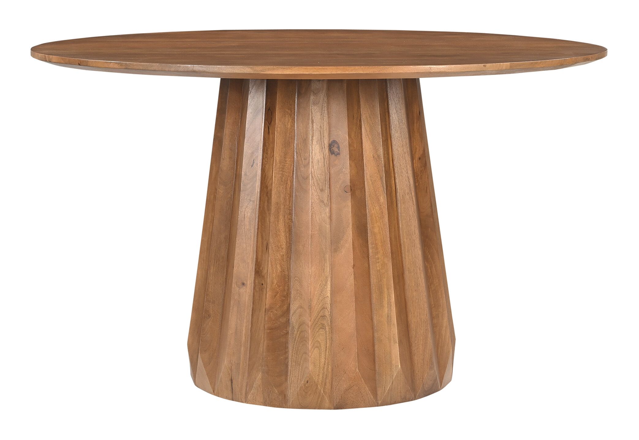 Artistiq ronde eettafel Aneisha – massief mangohout, 130 cm, warme bruine look