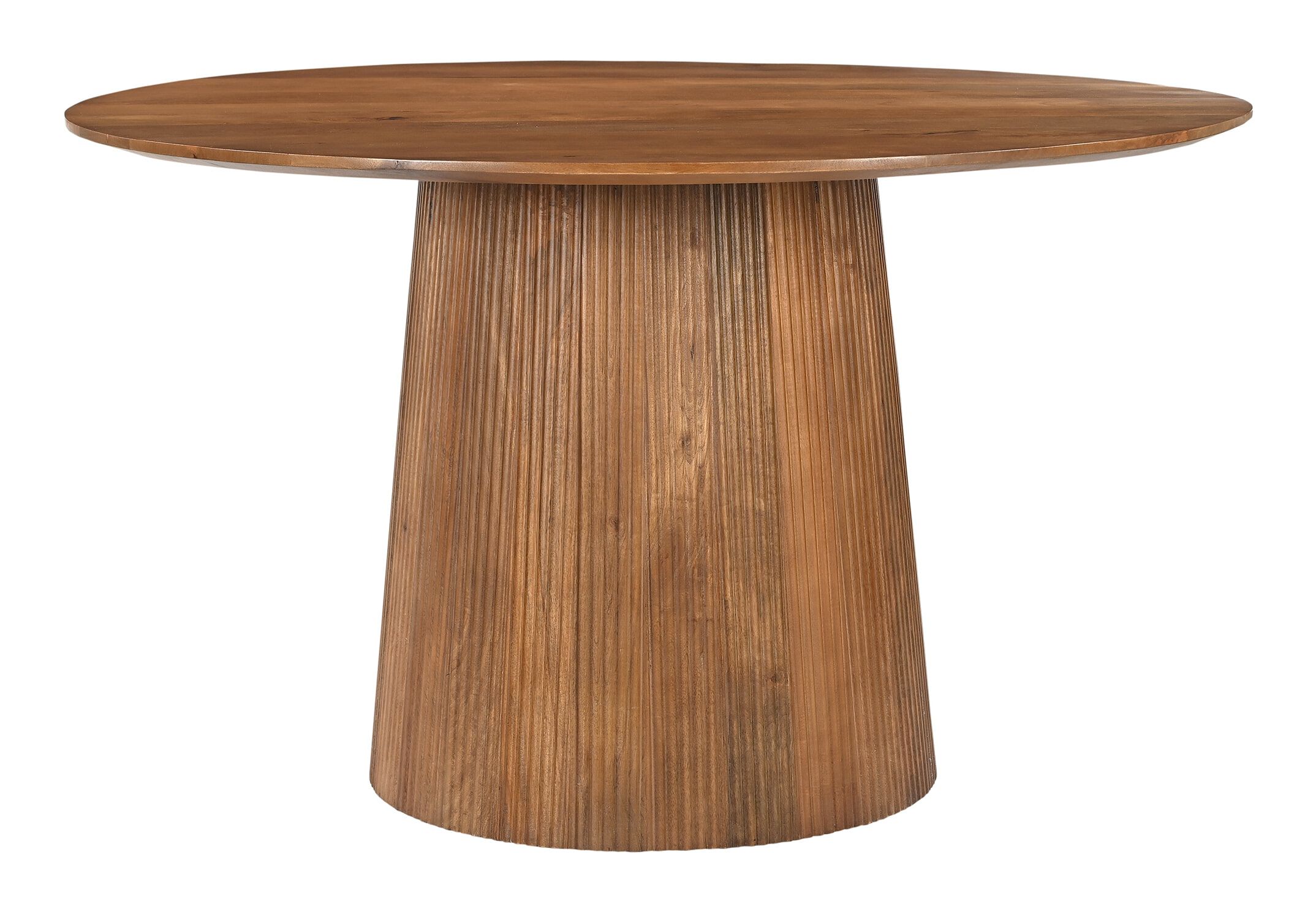 Artistiq ronde eettafel Dyann – massief mangohout 130 cm, bruine tint