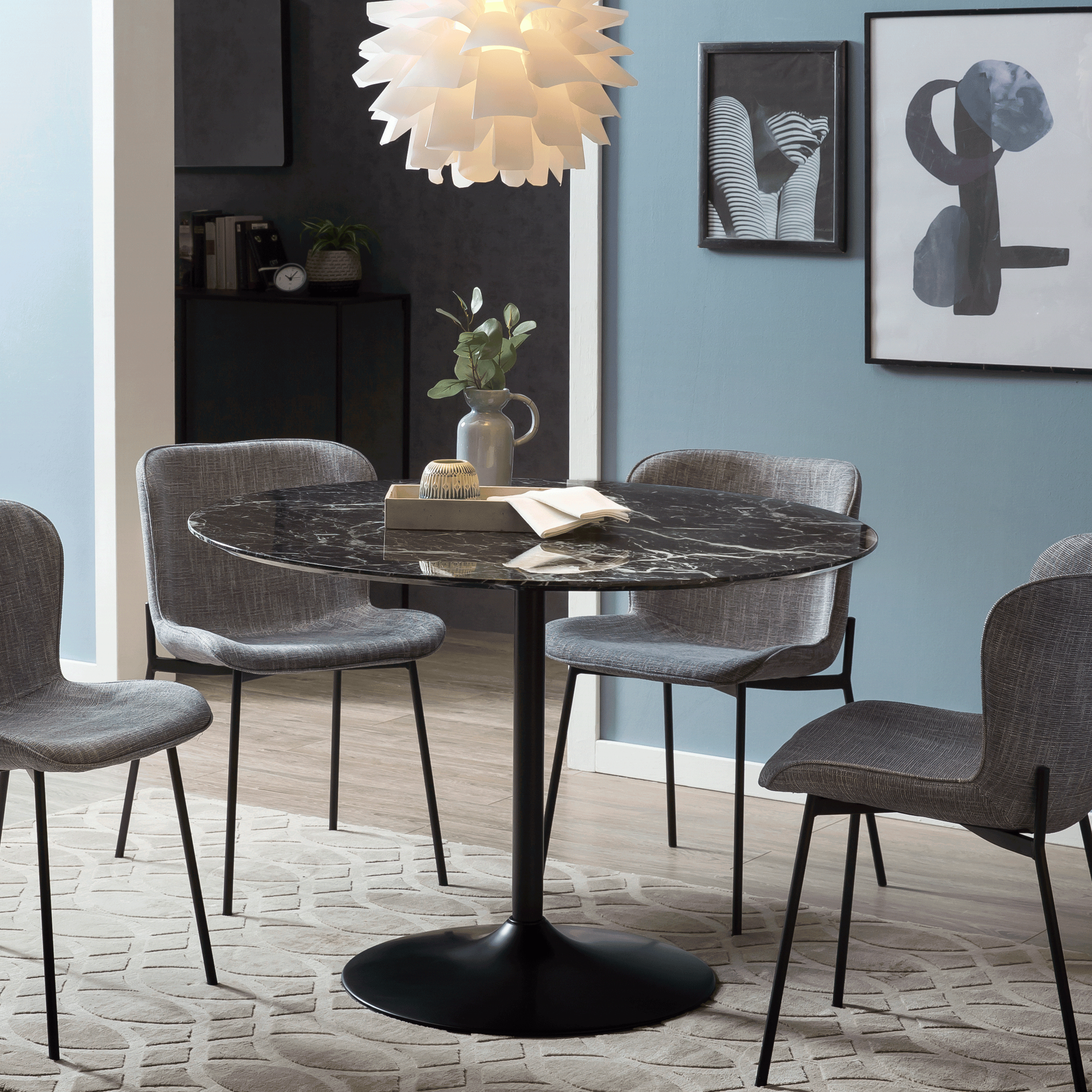 Artistiq Ronde Eettafel Paxten 110 cm – Zwart marmerlook
