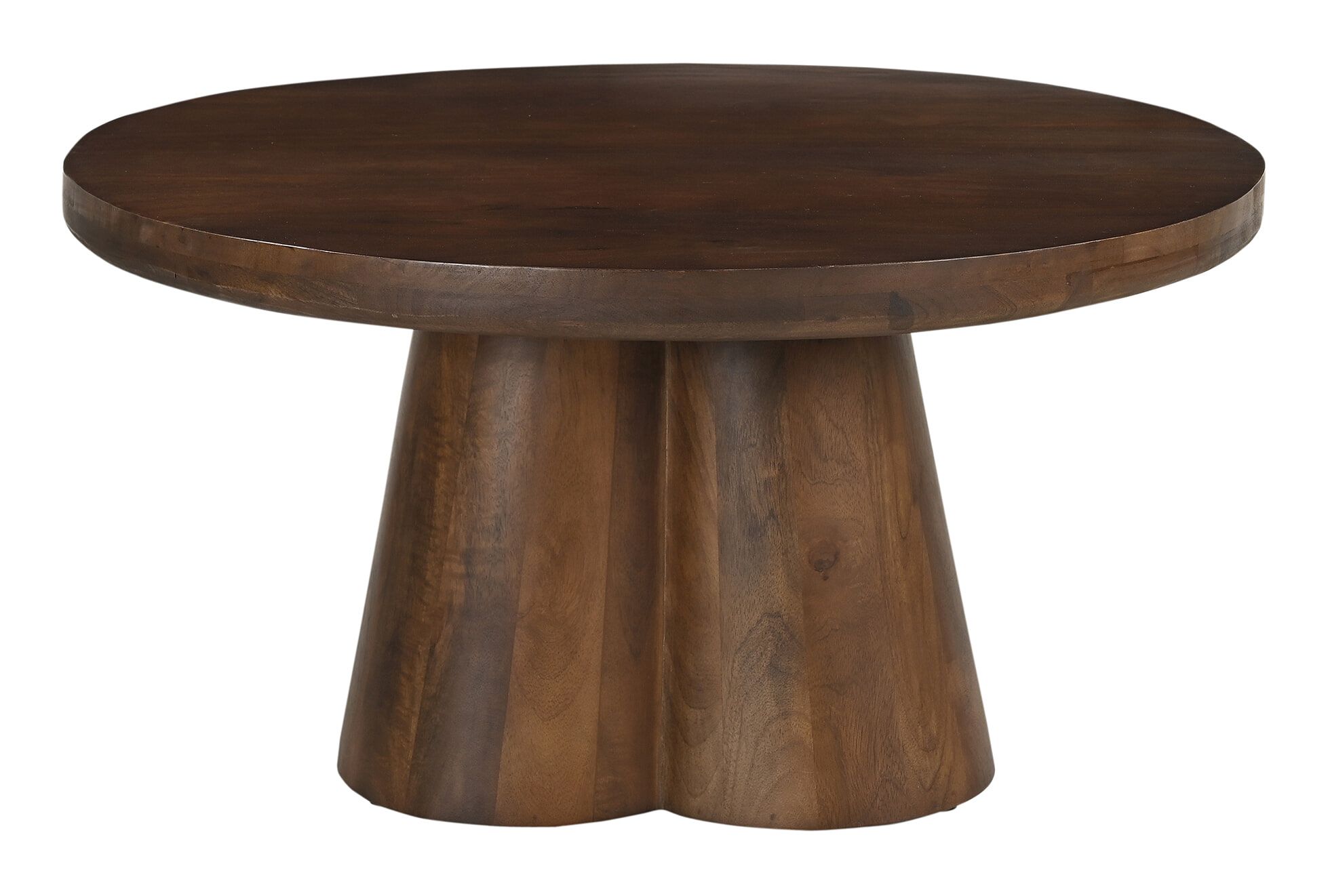 Artistiq ronde salontafel Effrey – massief mangohout 80 cm, warm bruin
