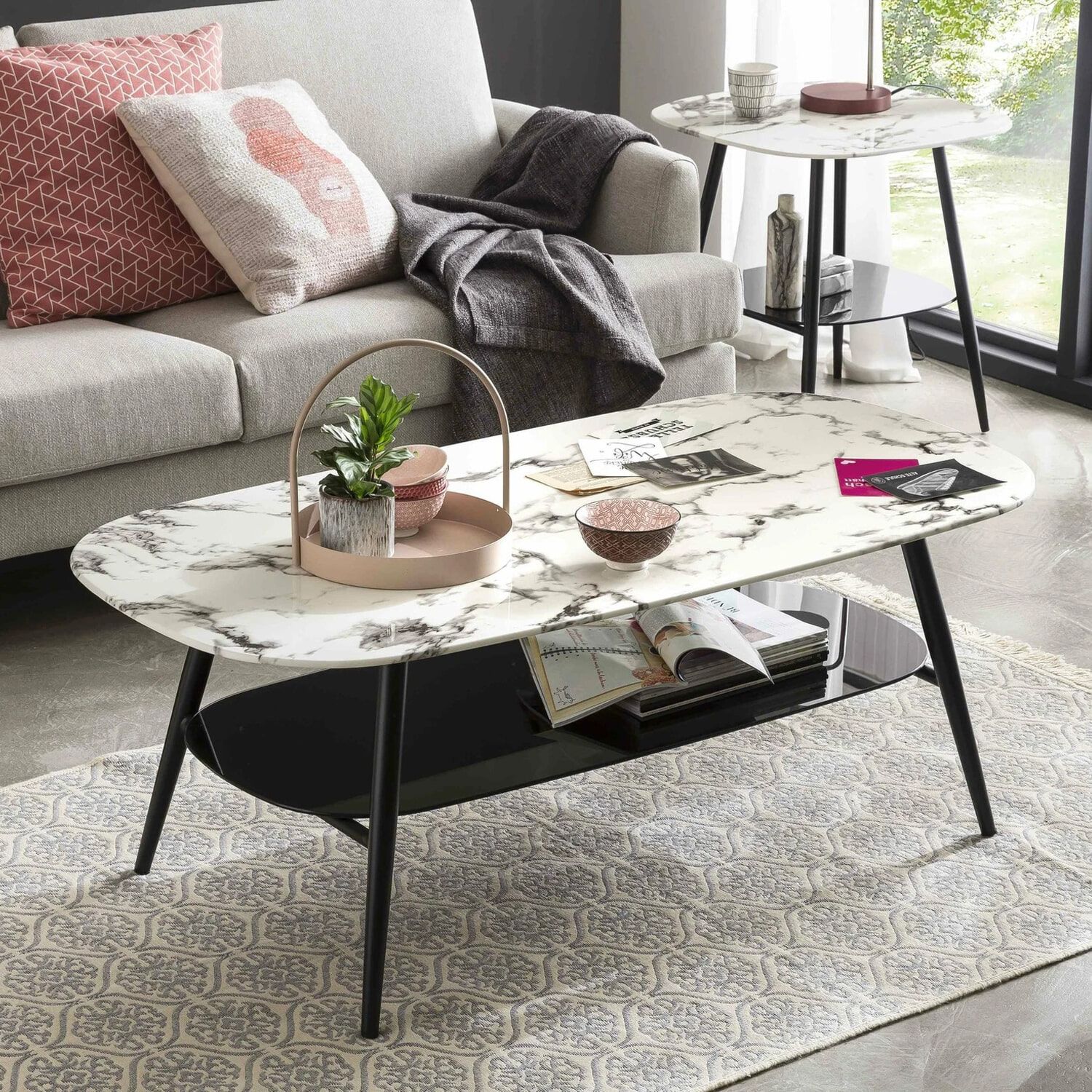 Artistiq Salontafel Nicky – Elegante marmerlook in ovaal wit