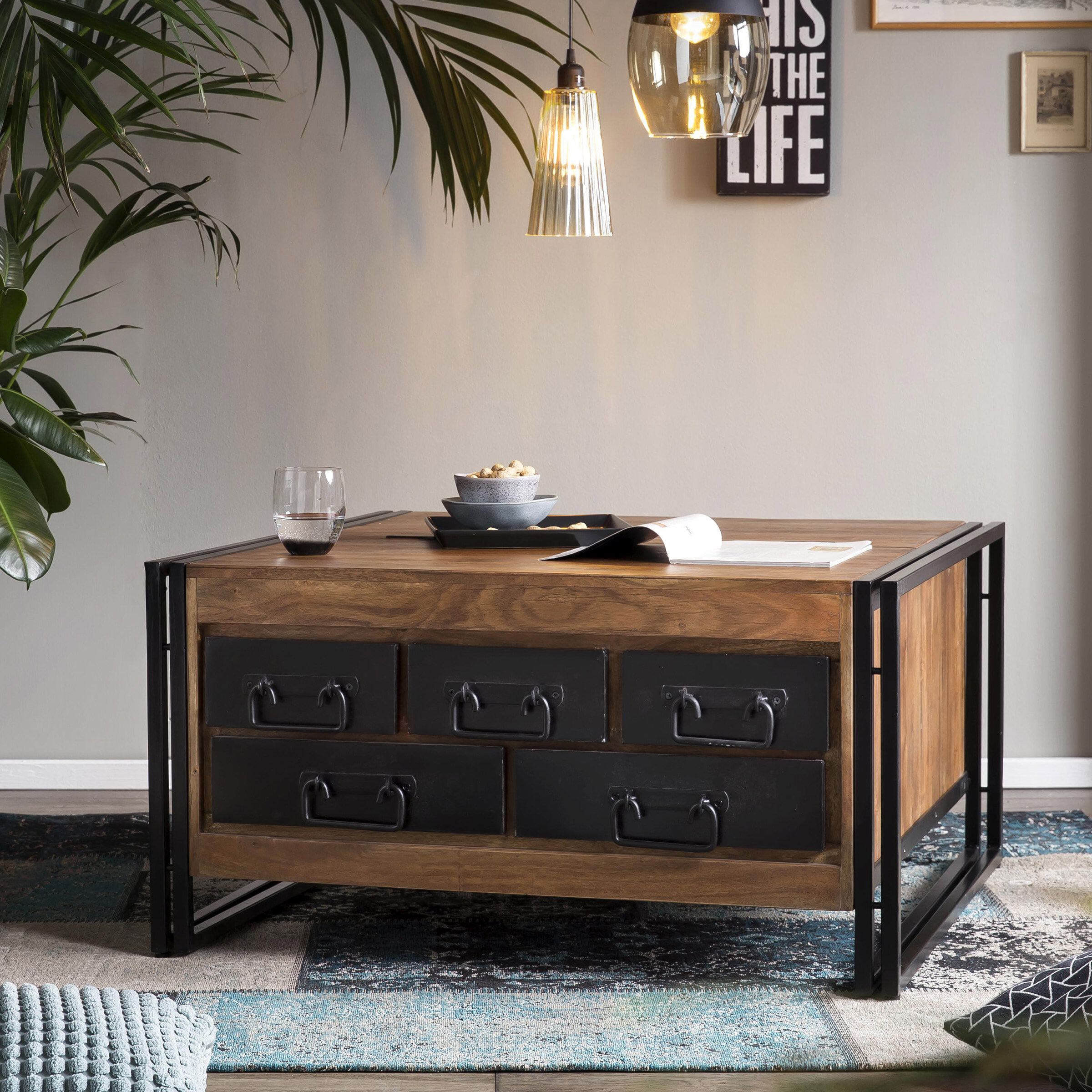 Artistiq Salontafel Panama 90×90 cm – Industrieel design met massief acaciahout
