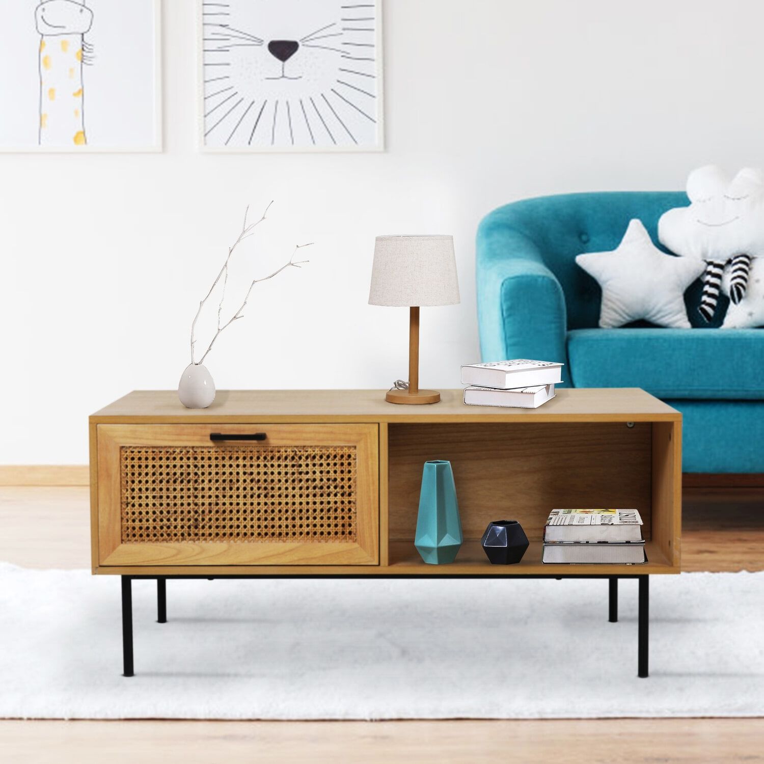 Artistiq Salontafel Thiago – Retro Chic met Rotan en Handgemaakt Karakter