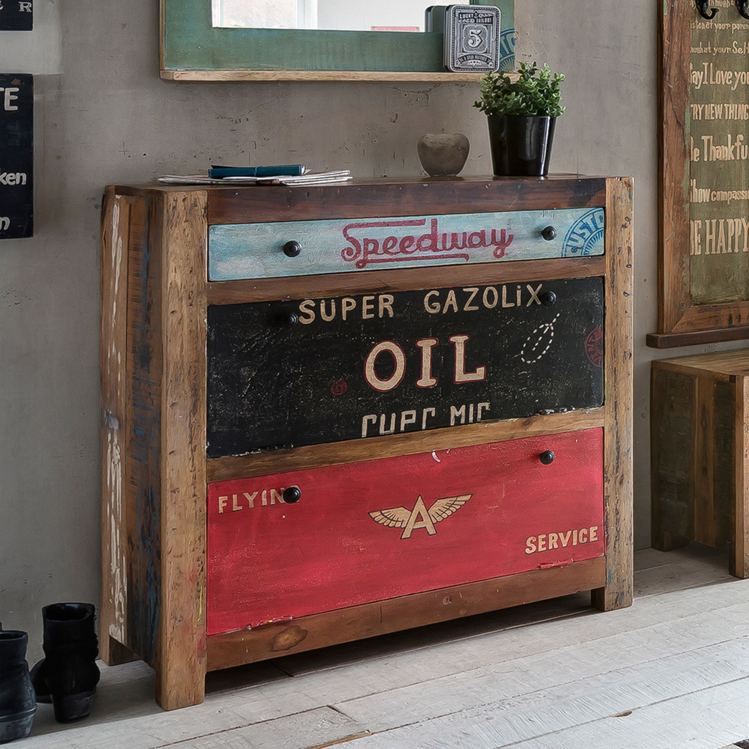 Artistiq Schoenenkast Speedway Dubbel – 85 cm Vintage Racing Design