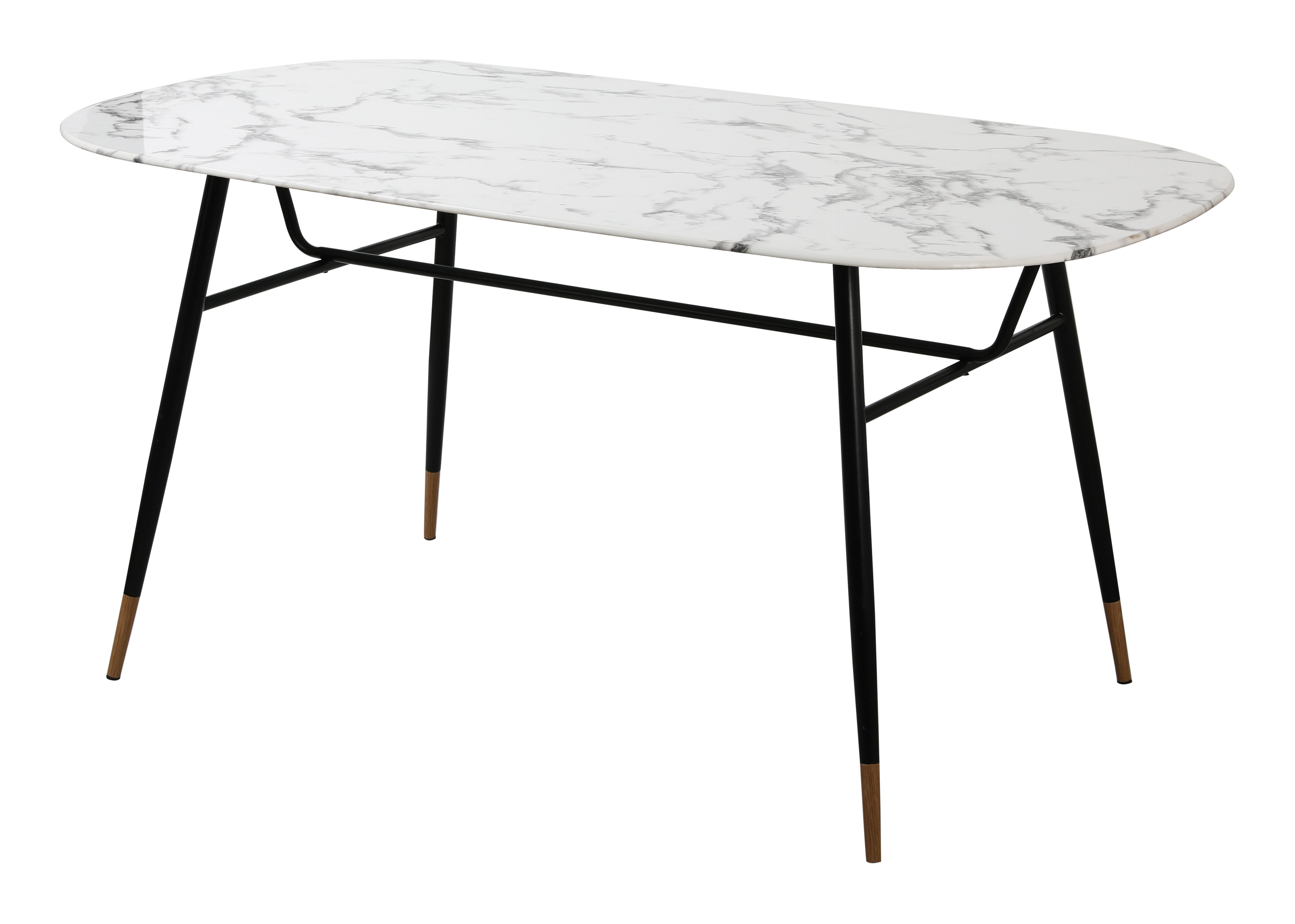 Artistiq Steffani Deens Ovale Eettafel – Marmerlook, Wit, 160 × 90 cm