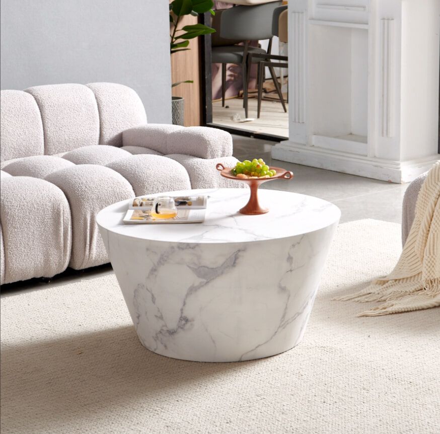 Artistiq Tylicia Ronde Salontafel 80 cm – Luxe Marmerlook in Wit