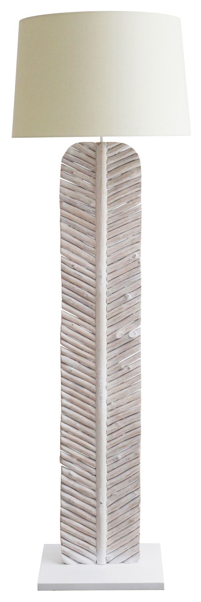 Artistiq Vloerlamp Dwon Drijfhout – Elegante Wit‑Gelakte Lamp