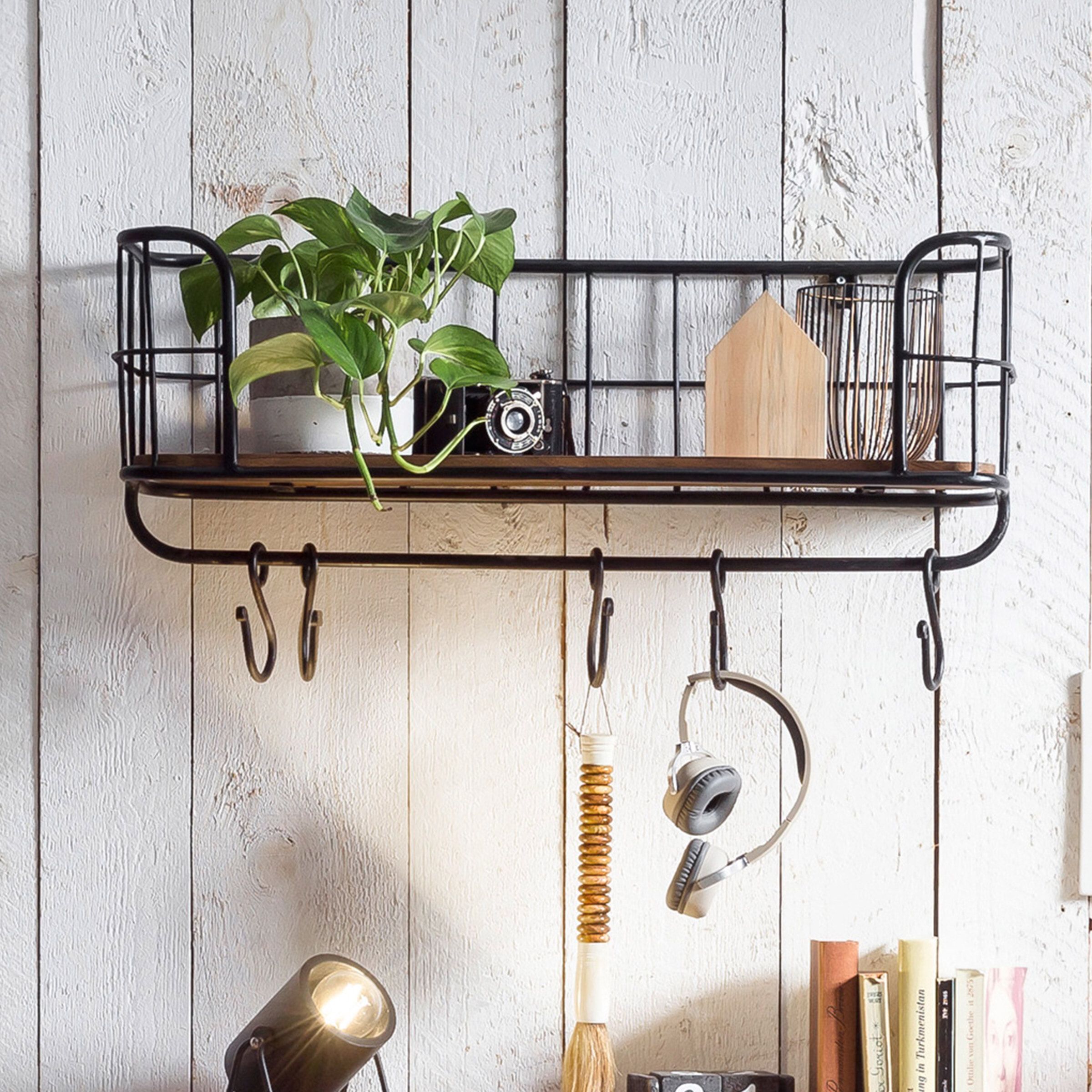 Artistiq Wandrek Terry – Industriële charme in zwart en mangohout (75 cm)