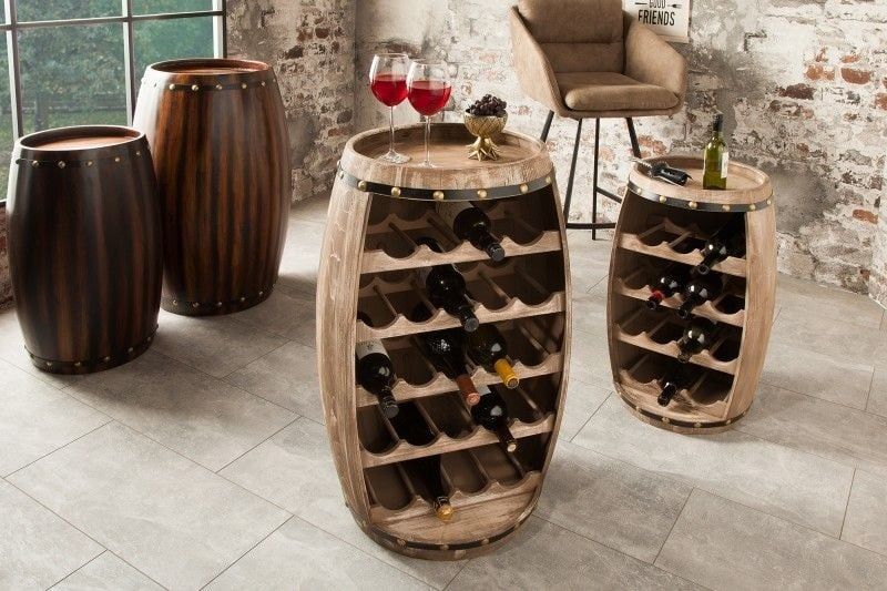 Authentiek Shabby Chic wijnrek BODEGA – 80 cm uit natuurlijk grenen