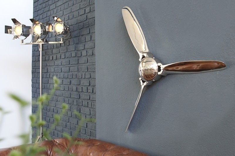Authentieke Hangende Vliegtuigpropeller Wanddecoratie – 90 cm Zilver | Invicta Interior
