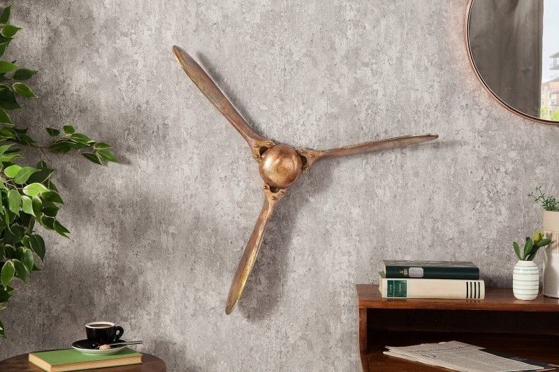 Authentieke SCREW III Koperen Vliegtuigpropeller Wanddecoratie – 60 cm
